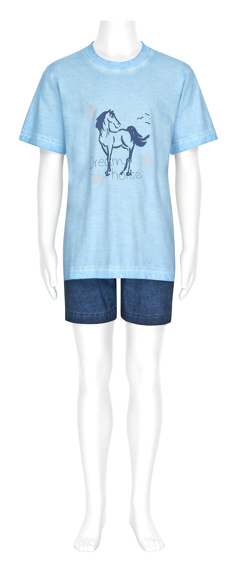 Wunderschöner Mädchen Pyjama Shorty kurzarm mit Pferdemotiv – 161 405 90 840