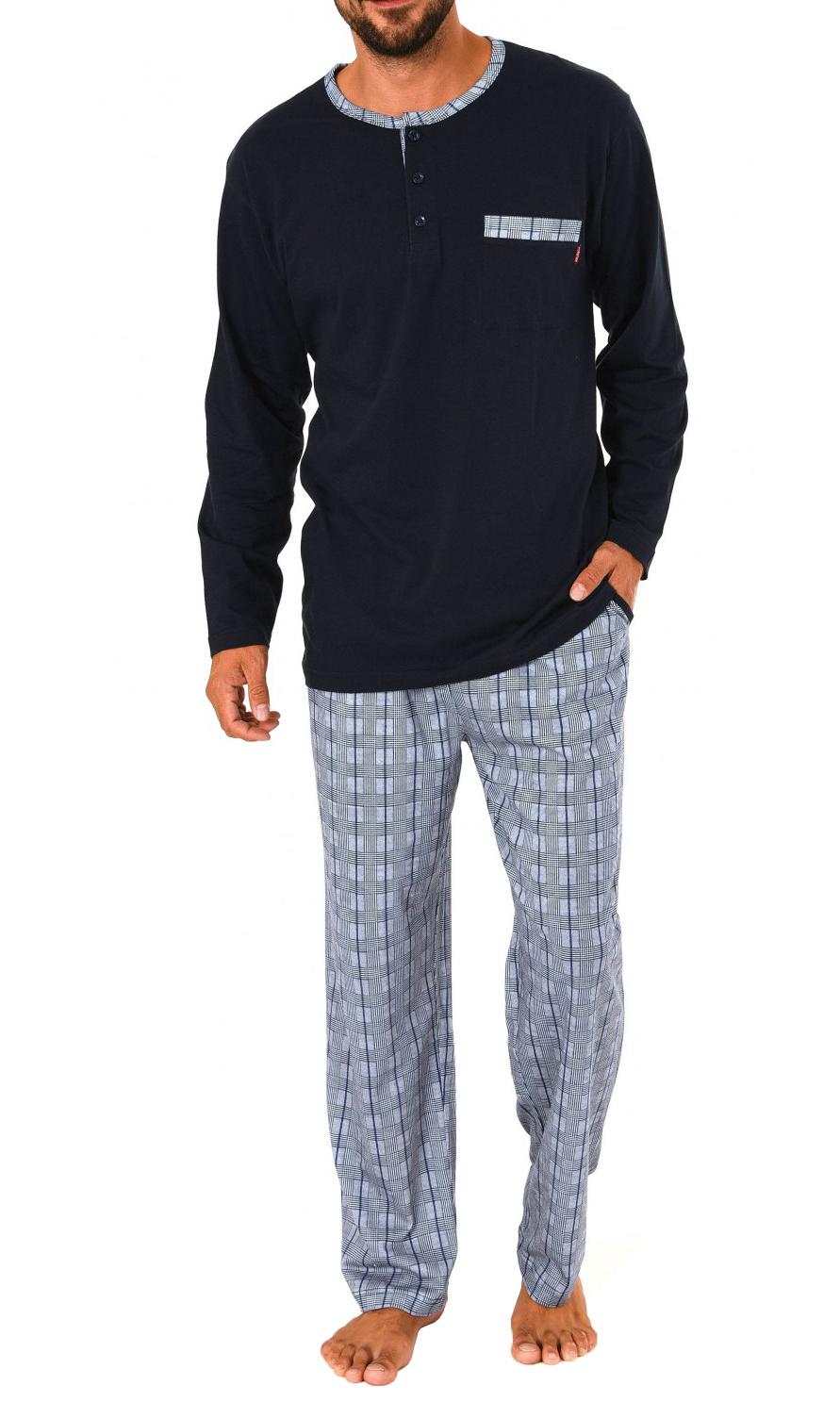 Lässiger Herren Pyjama langarm Mix & Match Optik Karierte Hose – 171 101 90 500
