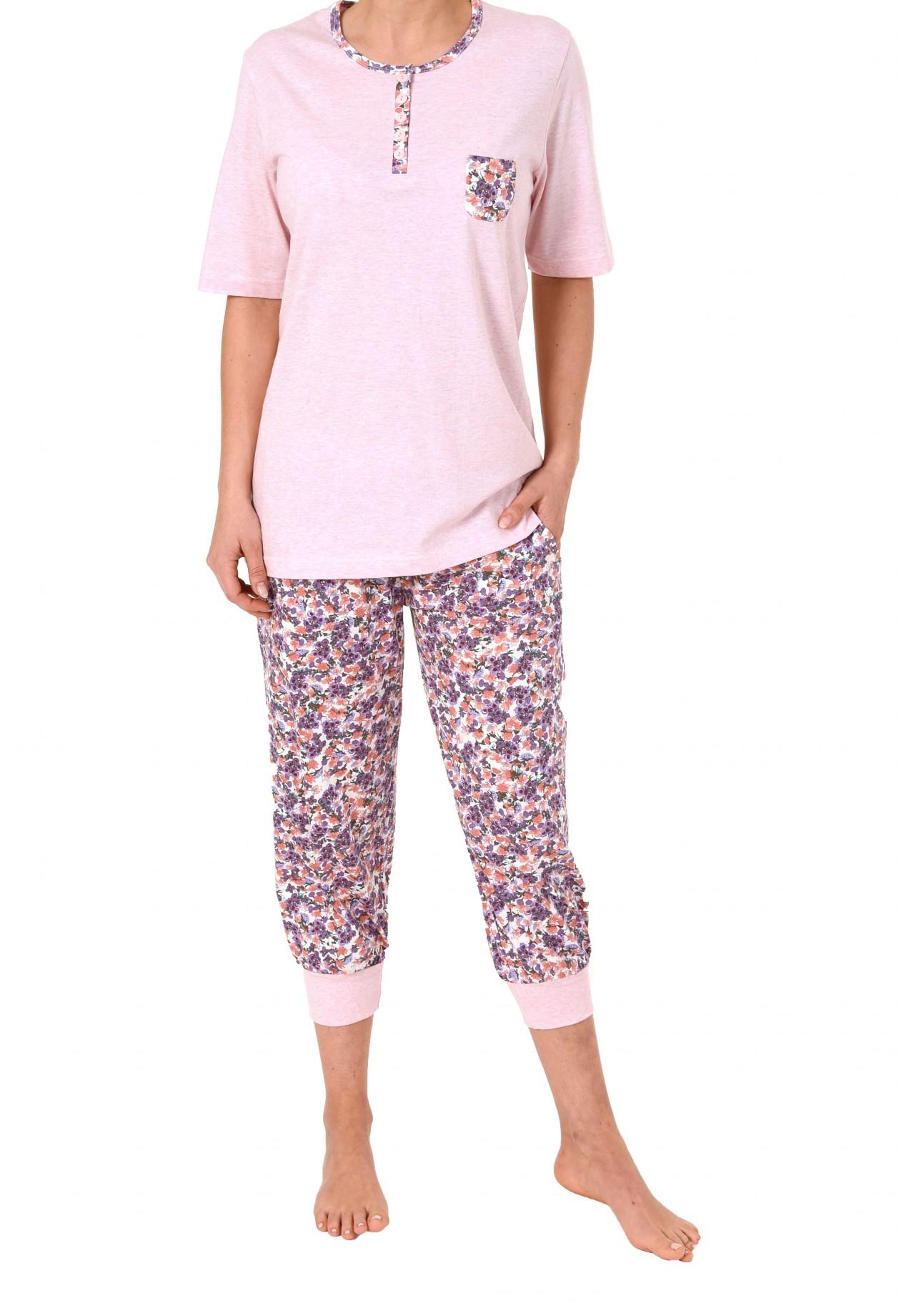 Toller Damen Pyjama kurzarm mit Caprihose  – Caprihose mit Bündchen – 171 204 90 602