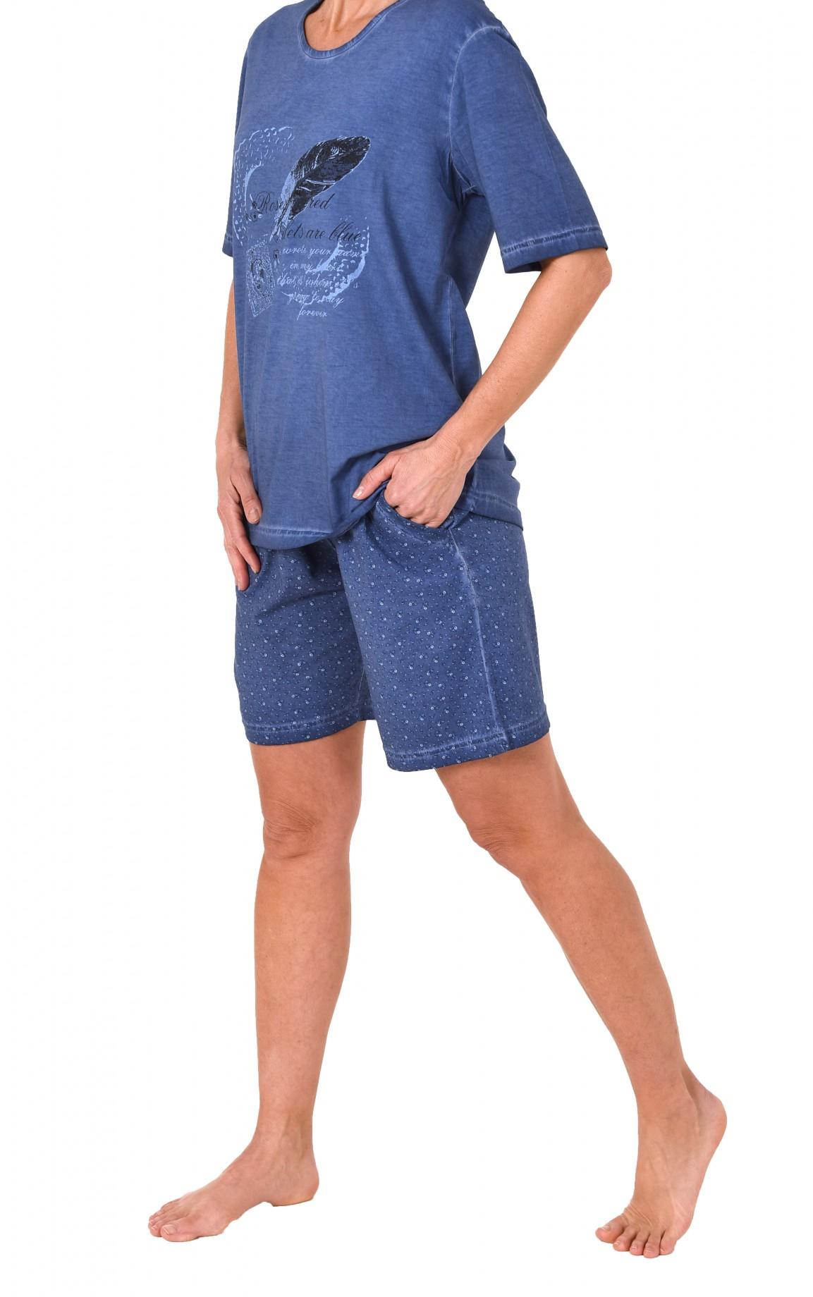 Damen Shorty Pyjama mit kurzer Hose und kurzarm Oberteil – 171 205 90 828 Lässiger Damen Shorty Pyjama kurzarm in gewaschener Optik – 171 205 90 820