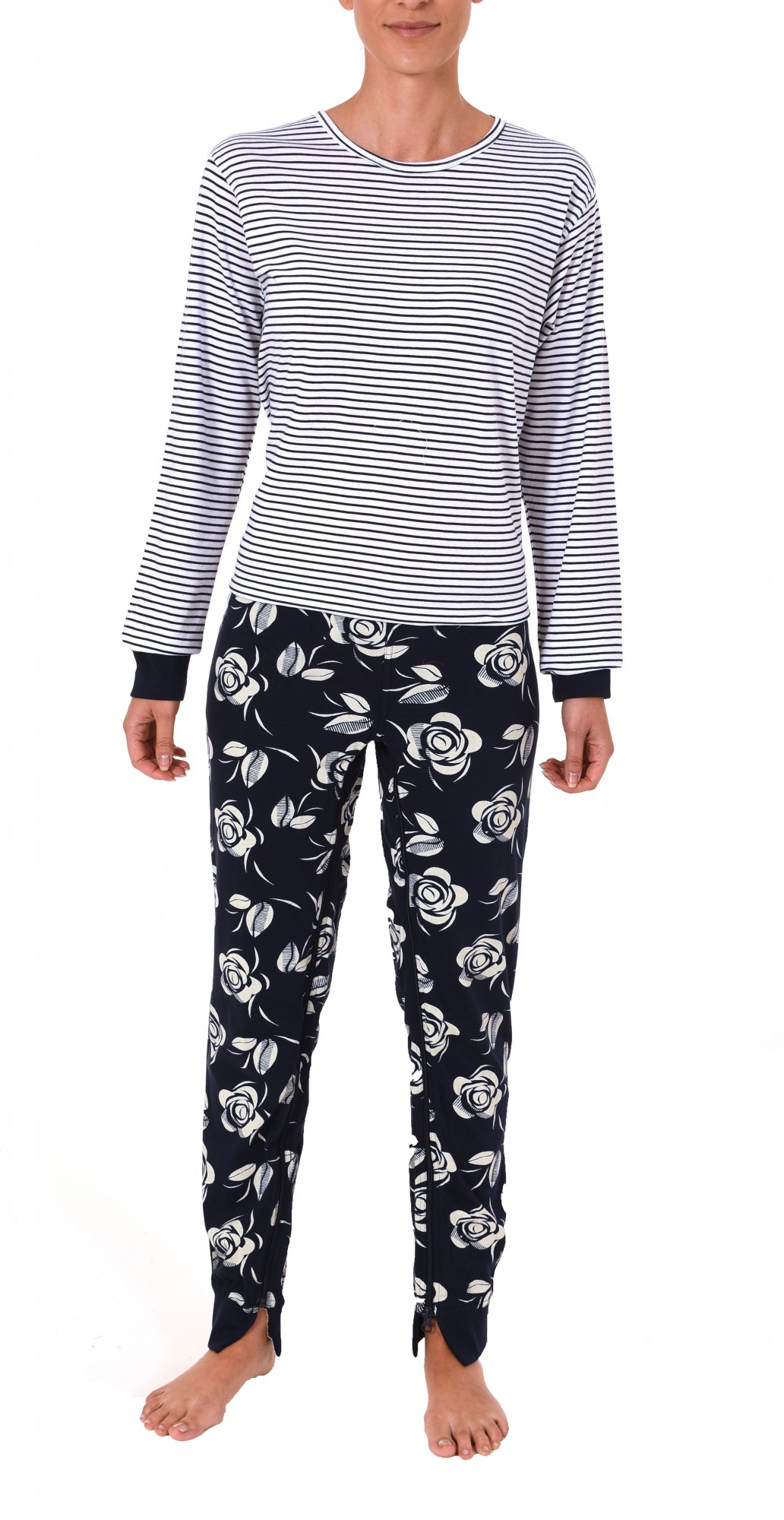 Damen Pflegeoverall langarm mit Reissverschluss am Rücken und am Bein 57221