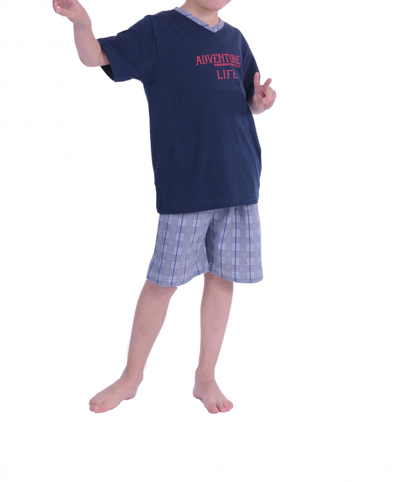 Jungen Kinder Shorty Pyjama kurzarm karierte Hose 171 505 90 500