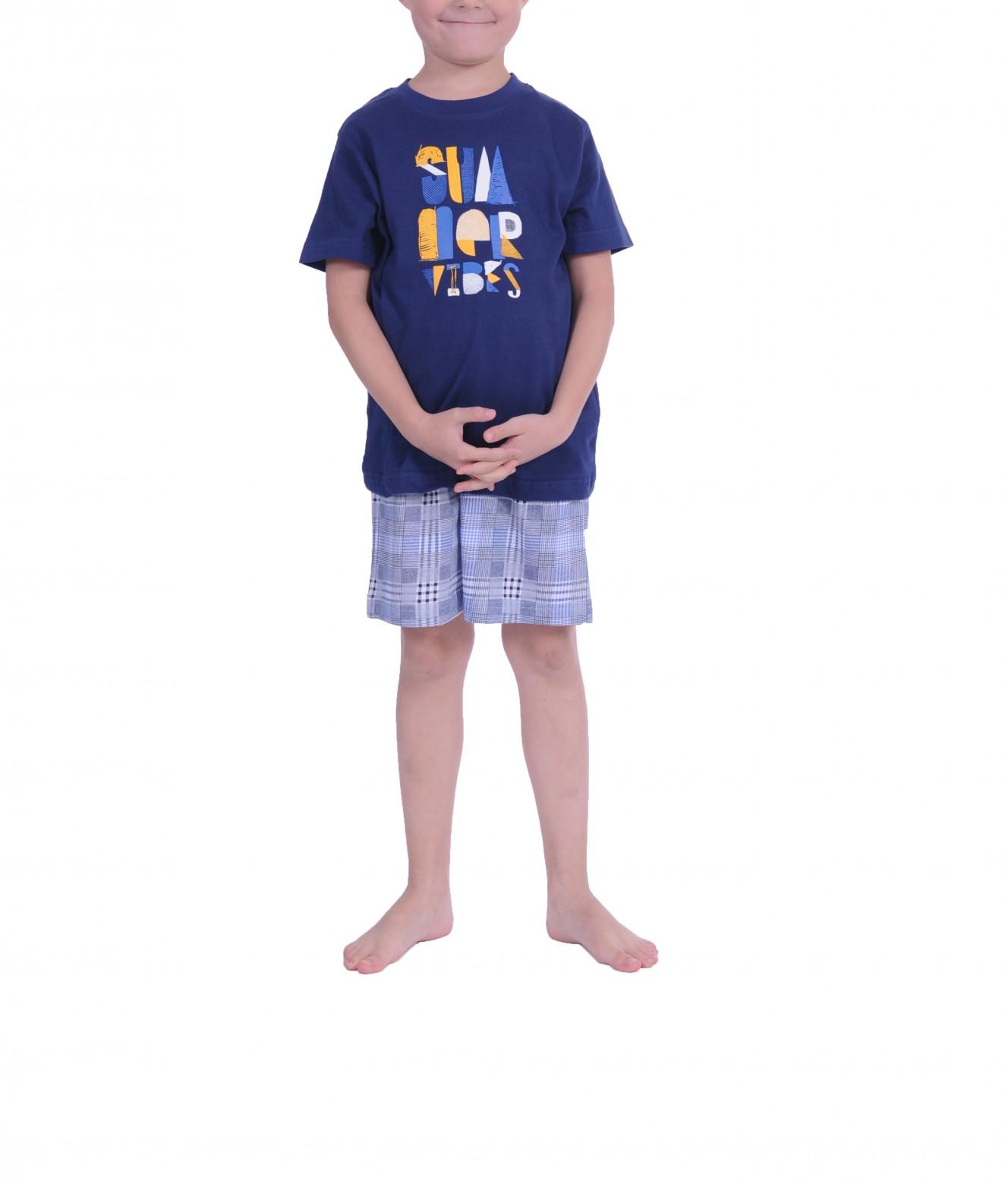 Jungen  Shorty Pyjama kurzarm und  karierte Hose 171 505 90 601