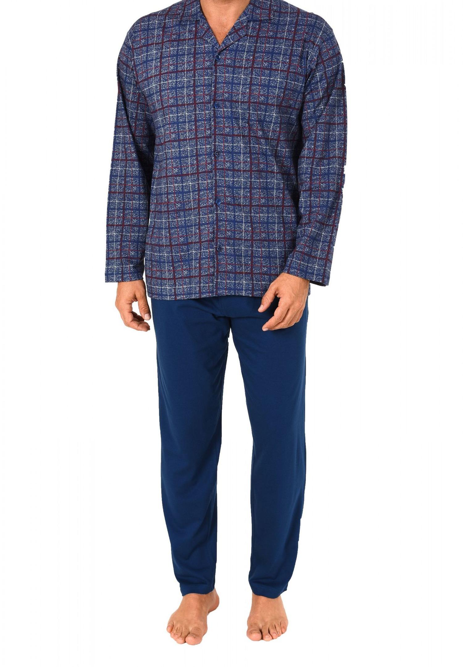 Herren Pyjama langarm zum durchknöpfen im Karodesign Single Jersey – 271 101 90 441 Herren Pyjama langarm zum durchknöpfen im Karodesign Single Jersey – 271 101 90 441