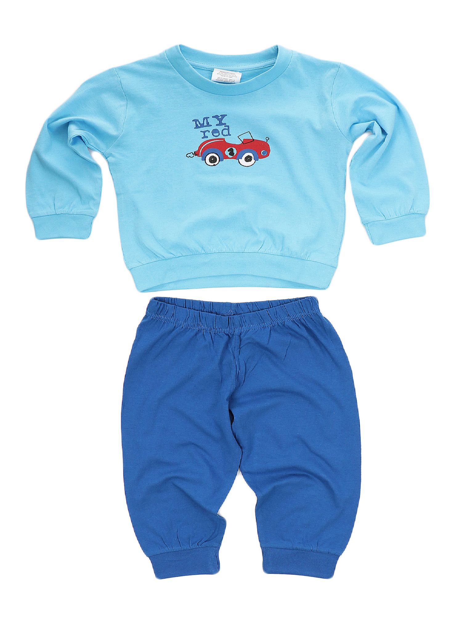 Jungen Kleinkinder Schlafanzug Pyjama mit Bündchen und Auto als Motiv - 53516