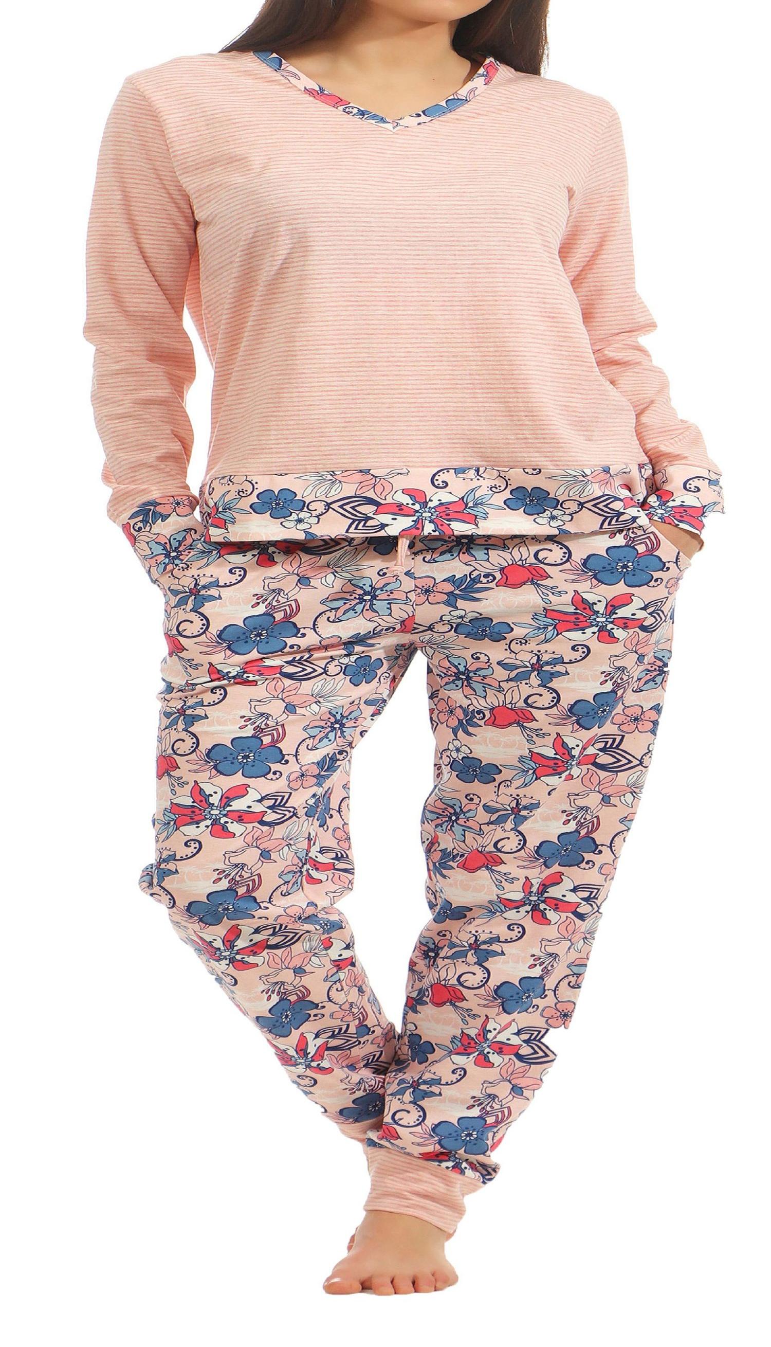 Toller Damen Schlafanzug Pyjama Hausanzug lang mit abgesetzten Bündchen 181 201 90 106 Toller Damen Schlafanzug Pyjama Hausanzug lang mit abgesetzten Bündchen 181 201 90 106