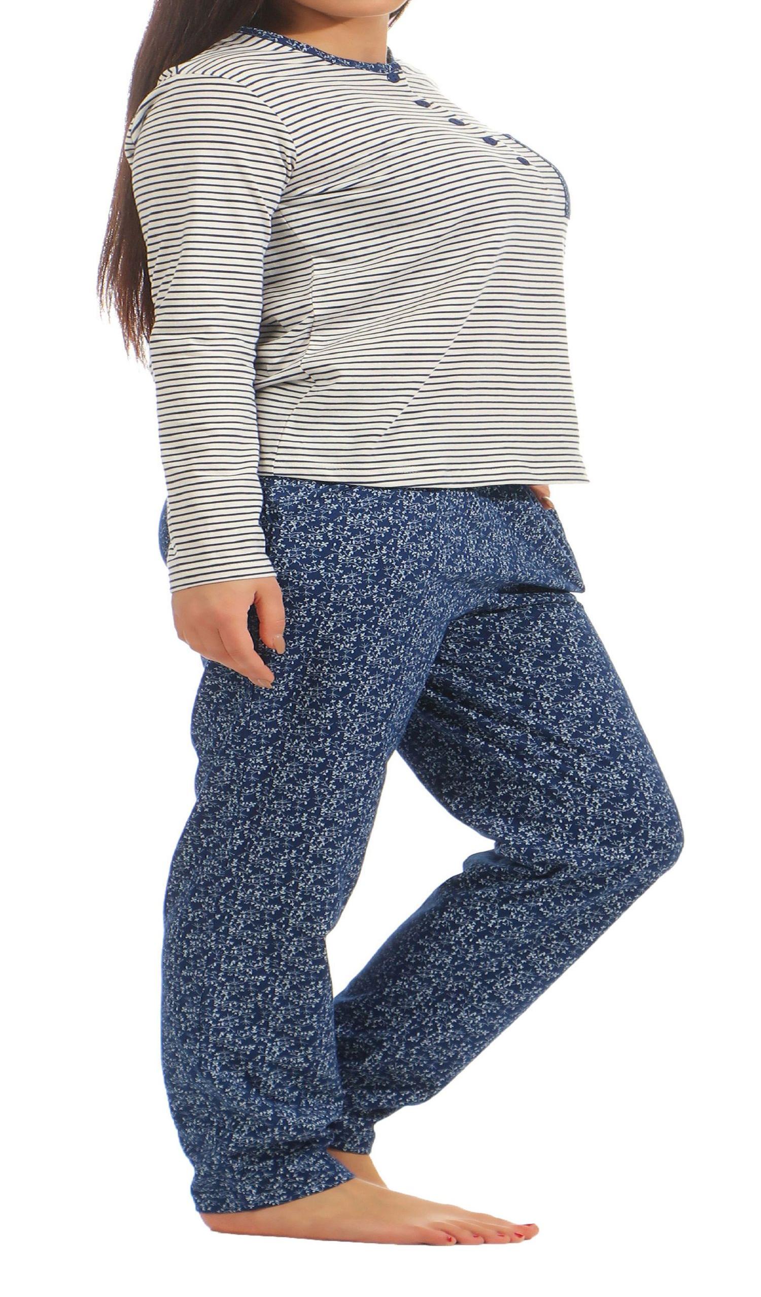 Normann Damen Schlafanzug Pyjama langarm, tolle Optik, perfekt zum chillen 201 90 881 Normann Damen Schlafanzug Pyjama langarm, tolle Optik, perfekt zum chillen 201 90 881