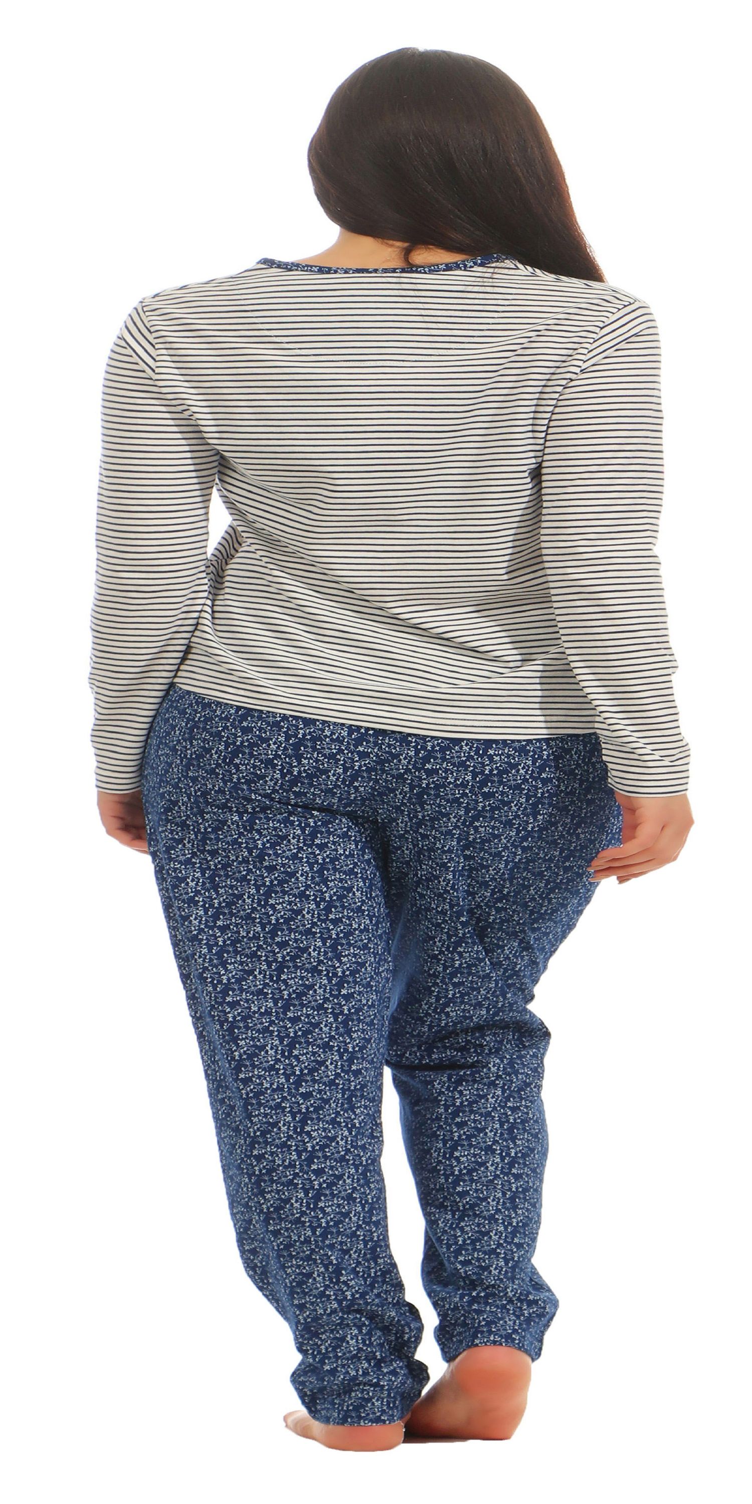 Normann Damen Schlafanzug Pyjama langarm, tolle Optik, perfekt zum chillen 201 90 881