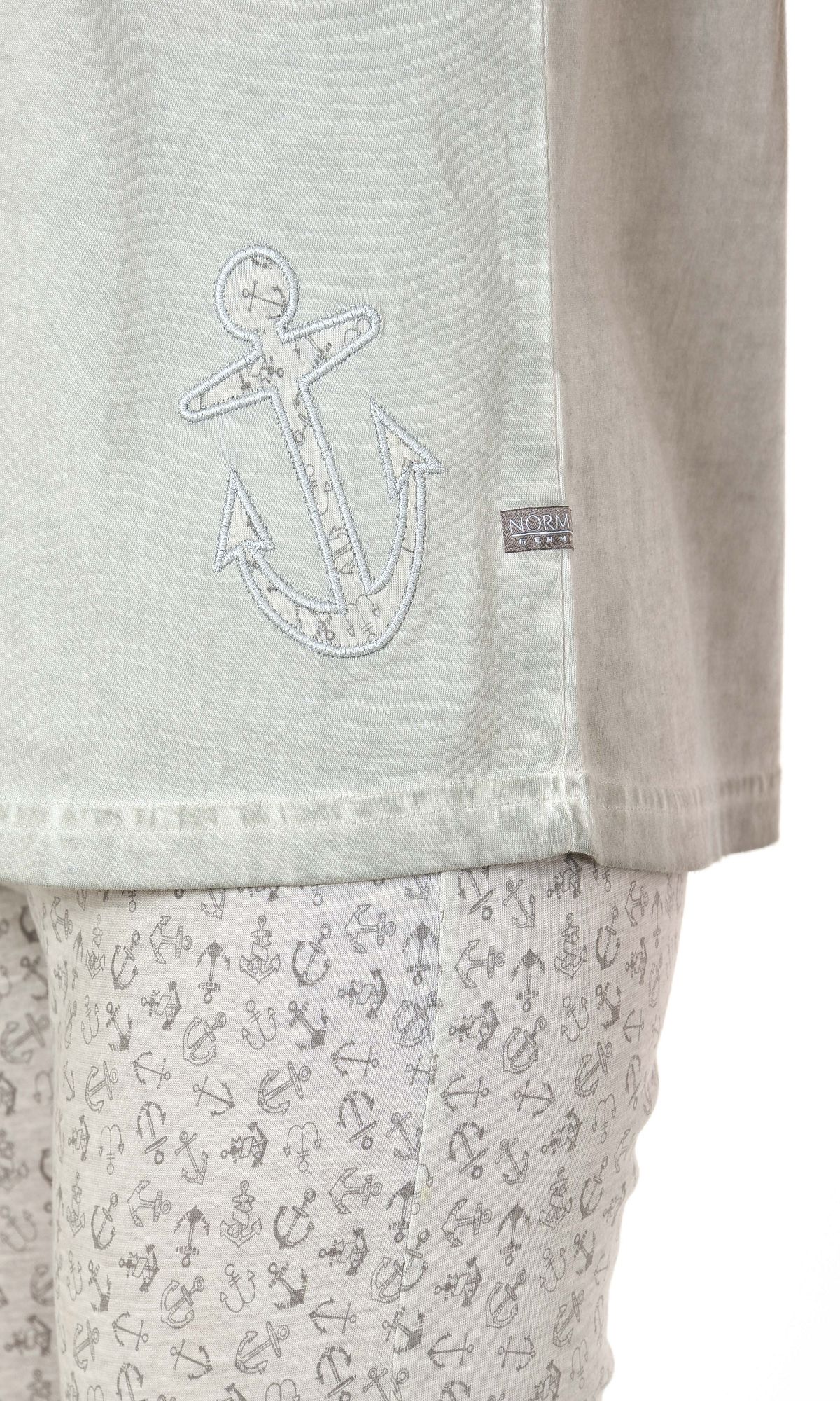 Normann Damen Capri Pyjama kurzarm mit Anker Motiv gewaschene Optik 204 90 216 Normann Damen Capri Pyjama kurzarm mit Anker Motiv gewaschene Optik 204 90 216