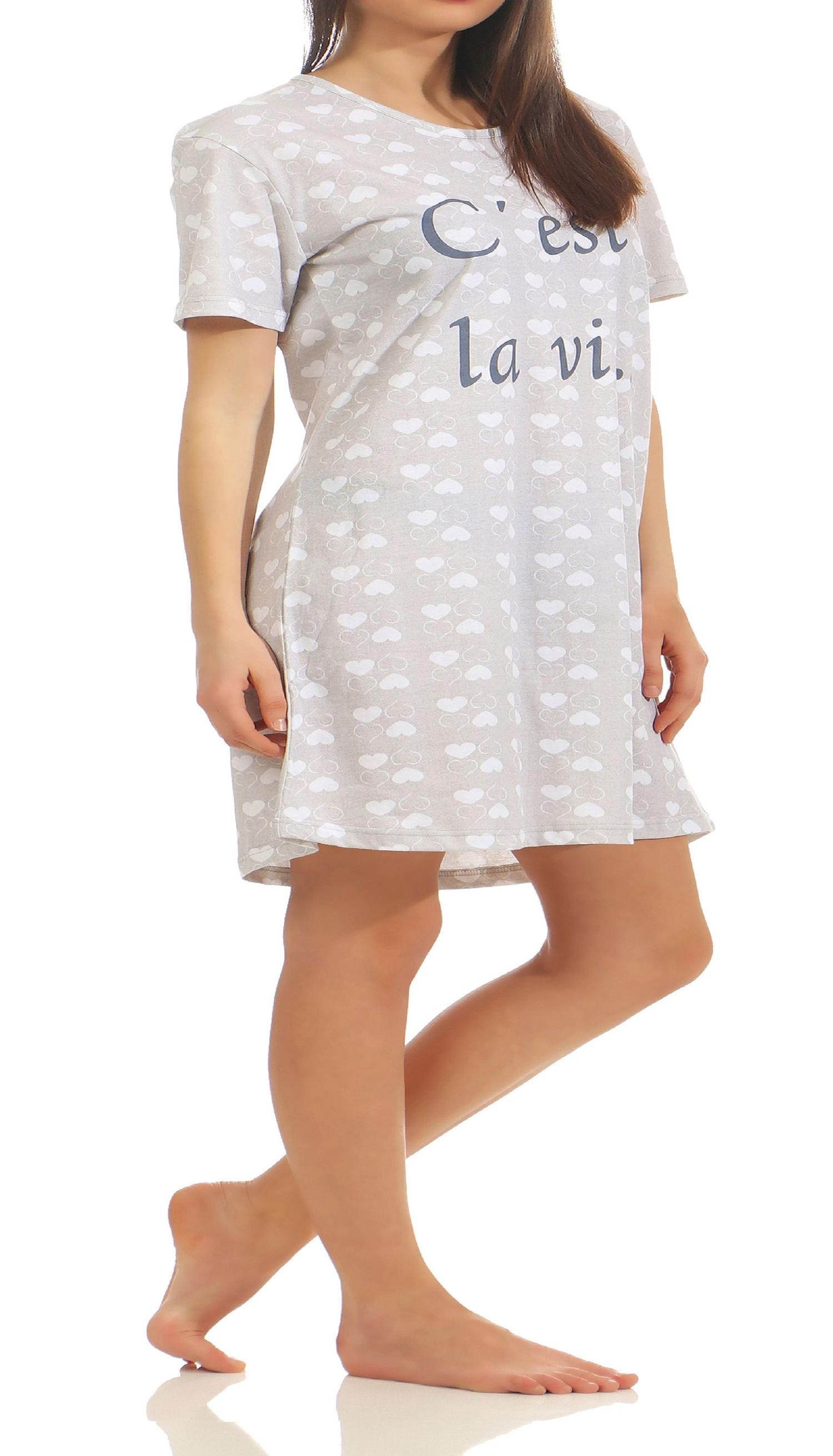 Normann Damen Nachthemd Bigshirt kurzarm mit Herz alloverdruck 181 214 90 879 Normann Damen Nachthemd Bigshirt kurzarm mit Herz alloverdruck 181 214 90 879
