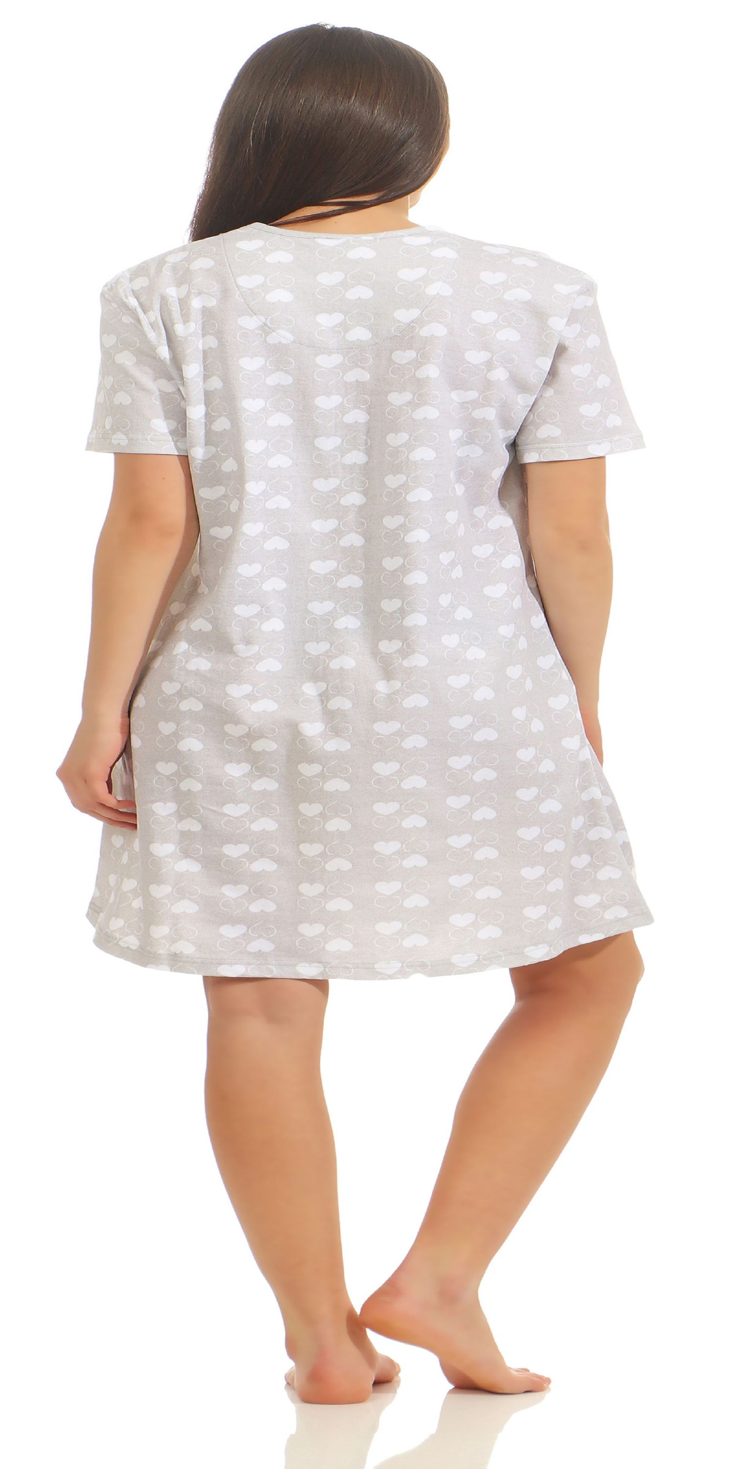 Normann Damen Nachthemd Bigshirt kurzarm mit Herz alloverdruck 181 214 90 879