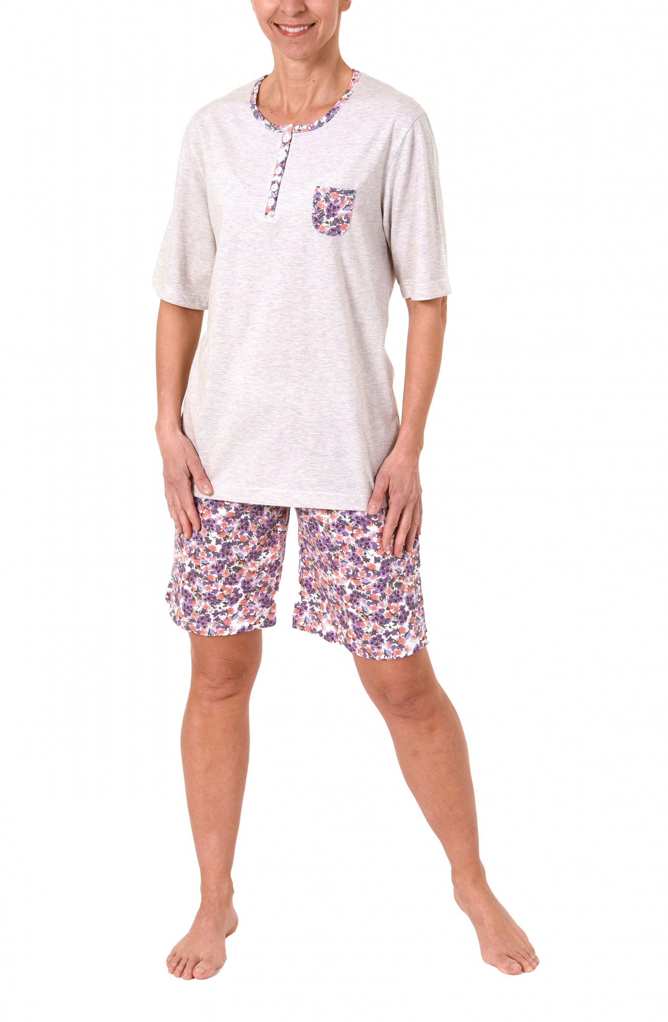 Toller Damen Shorty Pyjama kurzarm mit Knopfleiste in wunderschöner Optik – 60720 Toller Damen Shorty Pyjama kurzarm mit Knopfleiste in wunderschöner Optik – 60720