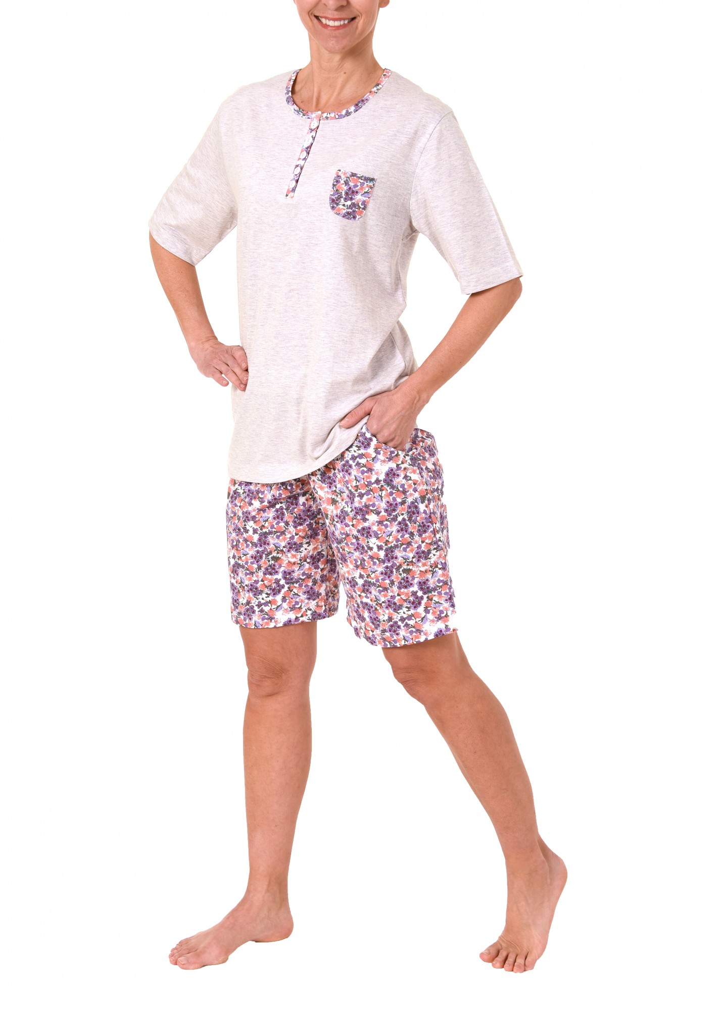 Toller Damen Shorty Pyjama kurzarm mit Knopfleiste in wunderschöner Optik – 60720 Toller Damen Shorty Pyjama kurzarm mit Knopfleiste in wunderschöner Optik – 60720