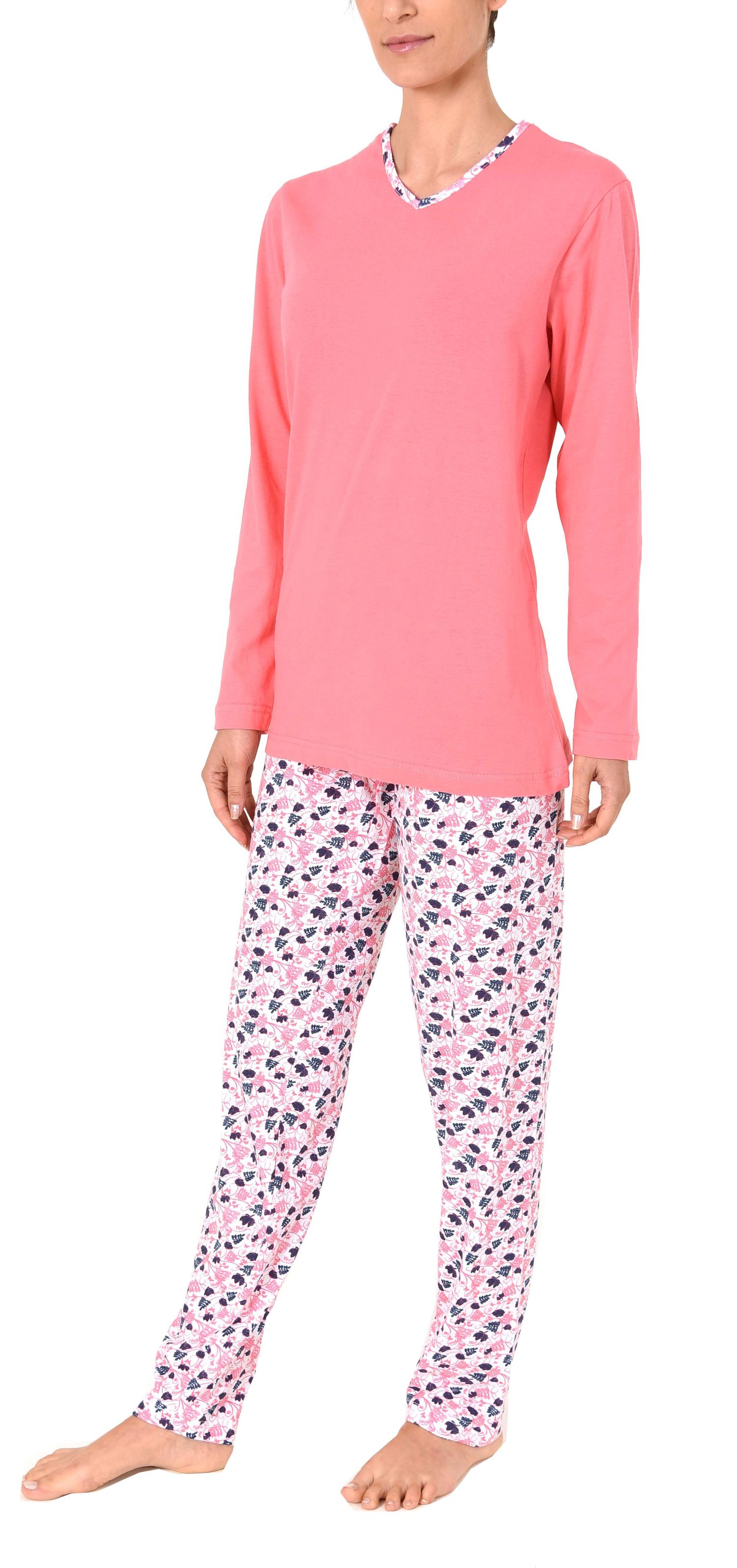 Eleganter Damen Pyjama langarm Schlafanzug – 60858