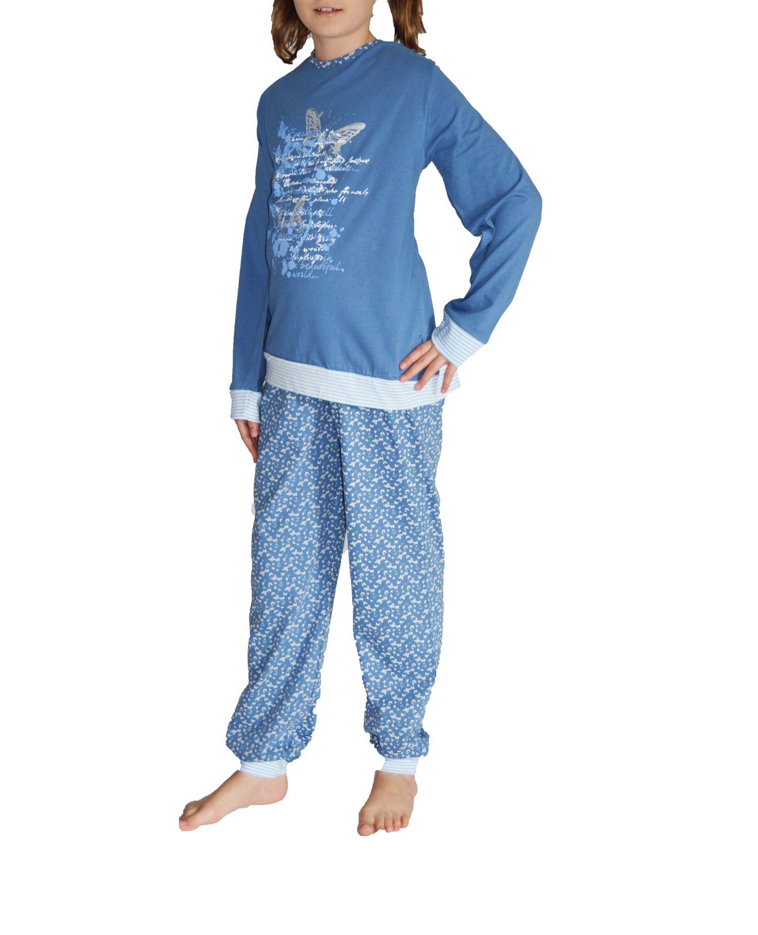Süsser Mädchen Pyjama langarm  mit Bündchen und Schmetterling als Motiv 181 401 90 212