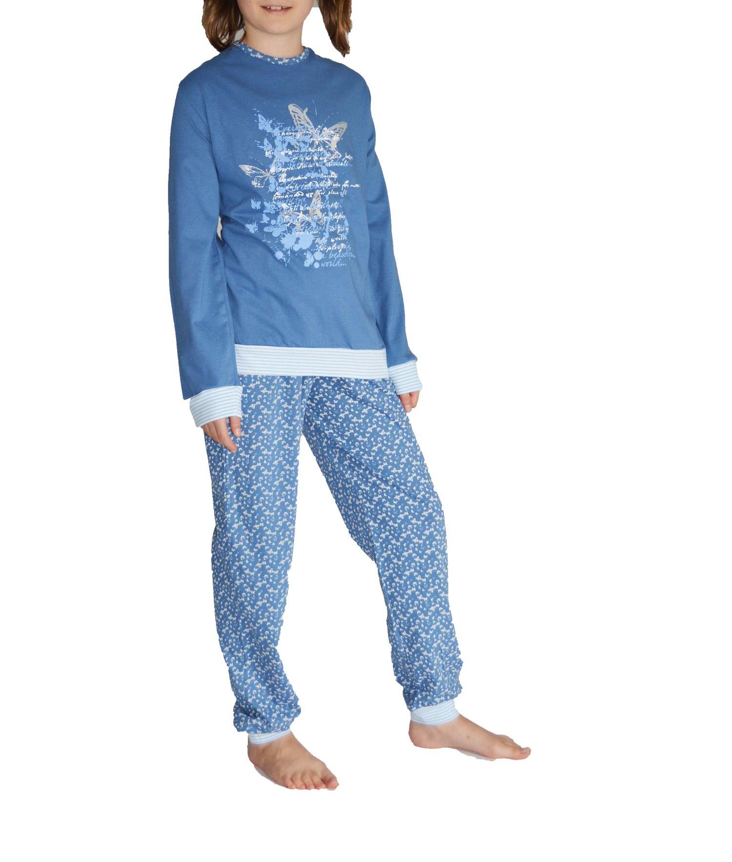 Süsser Mädchen Pyjama langarm  mit Bündchen und Schmetterling als Motiv 181 401 90 212