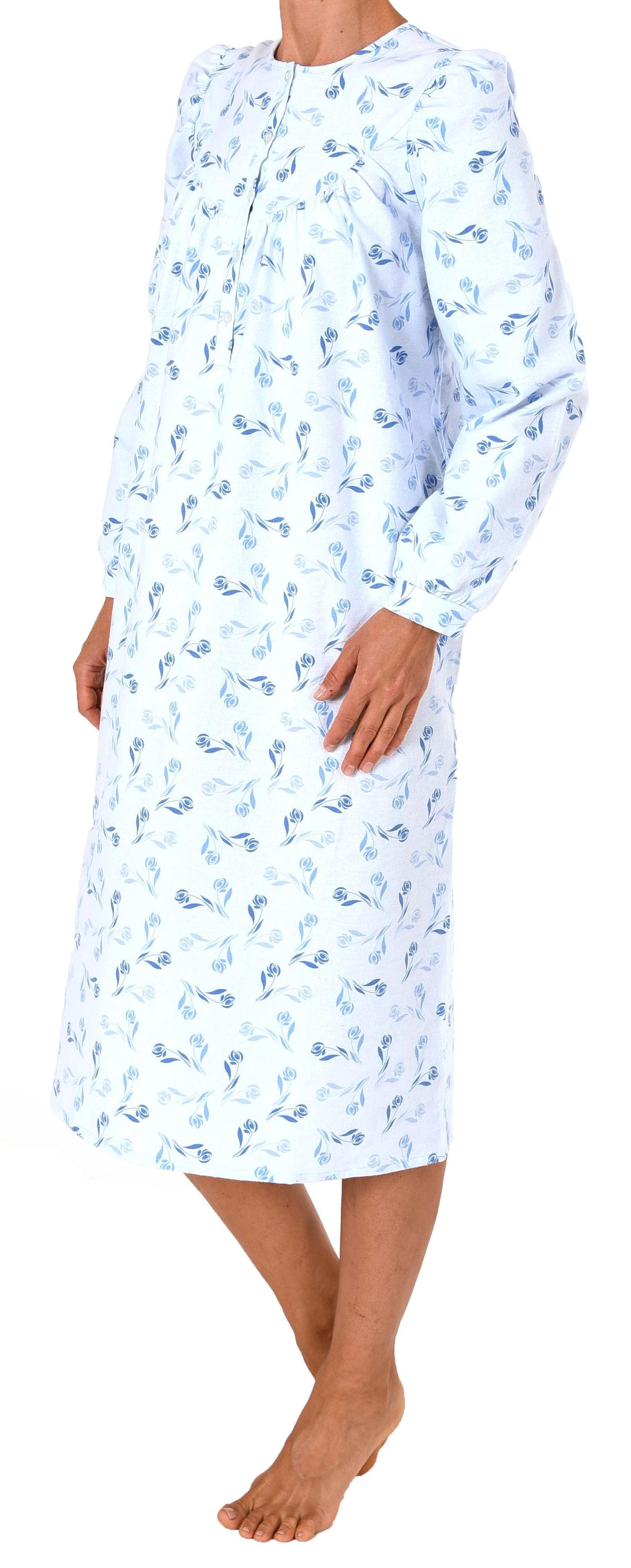 Damen Finette Nachthemd fraulich mit Knopfleiste am Hals – auch in Übergrössen – 61885 Damen Finette Nachthemd fraulich mit Knopfleiste am Hals – auch in Übergrössen – 61885