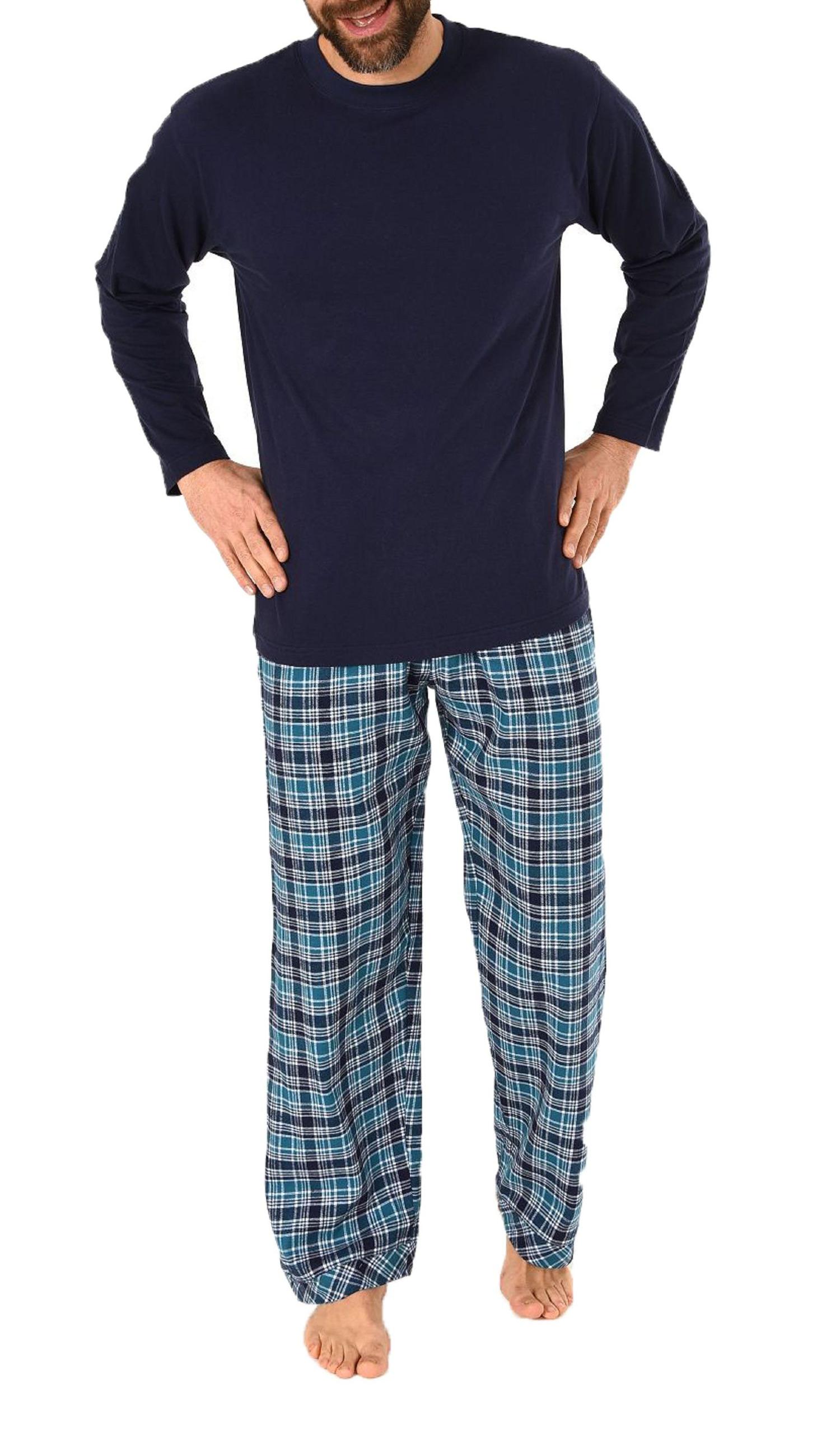 Herren Schlafanzug Pyjama lang mit Flanell Hose - auch in Übergrössen - 281 101 90 648