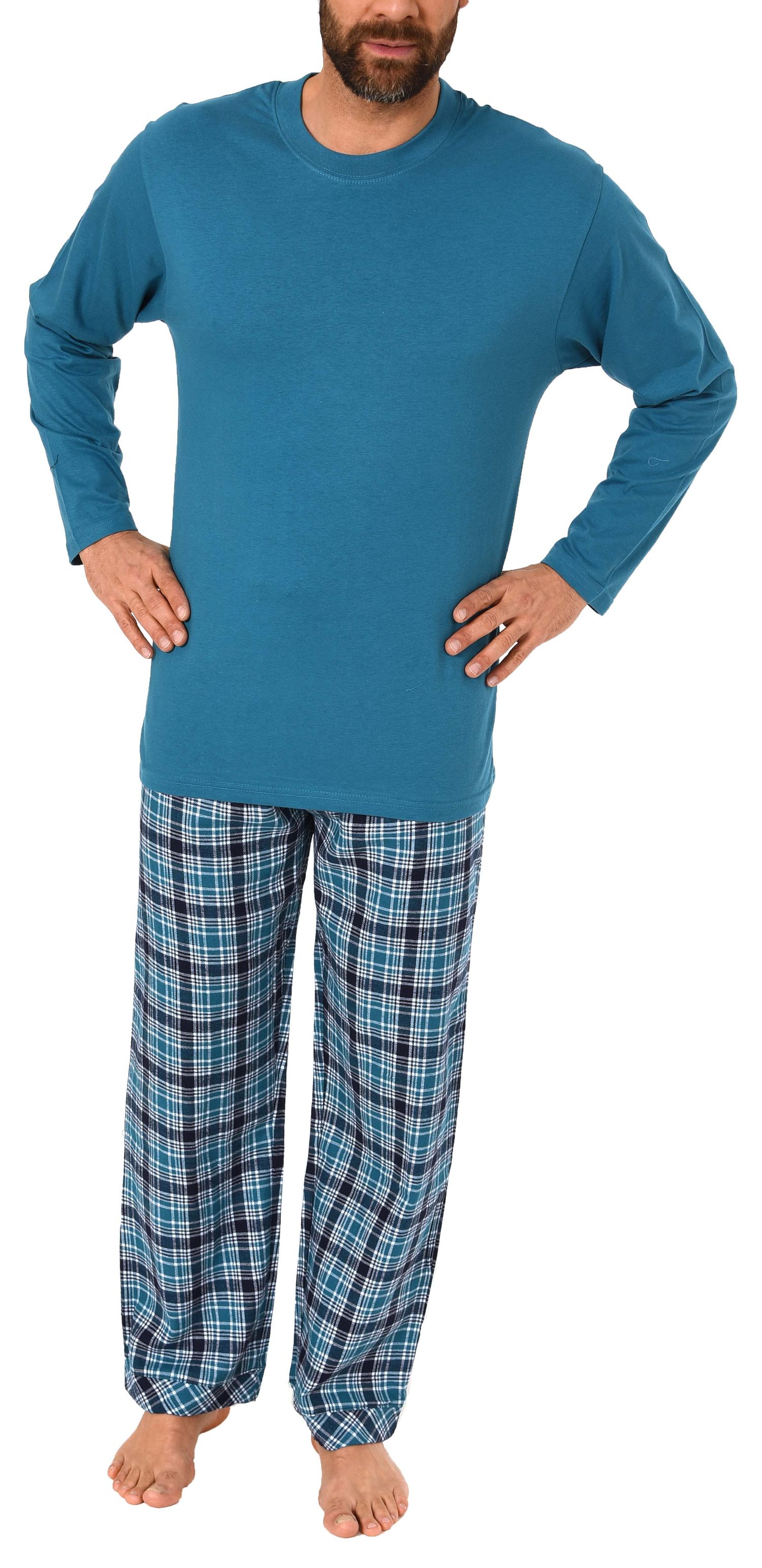 Herren Schlafanzug Pyjama lang mit Flanell Hose - auch in Übergrössen - 281 101 90 648