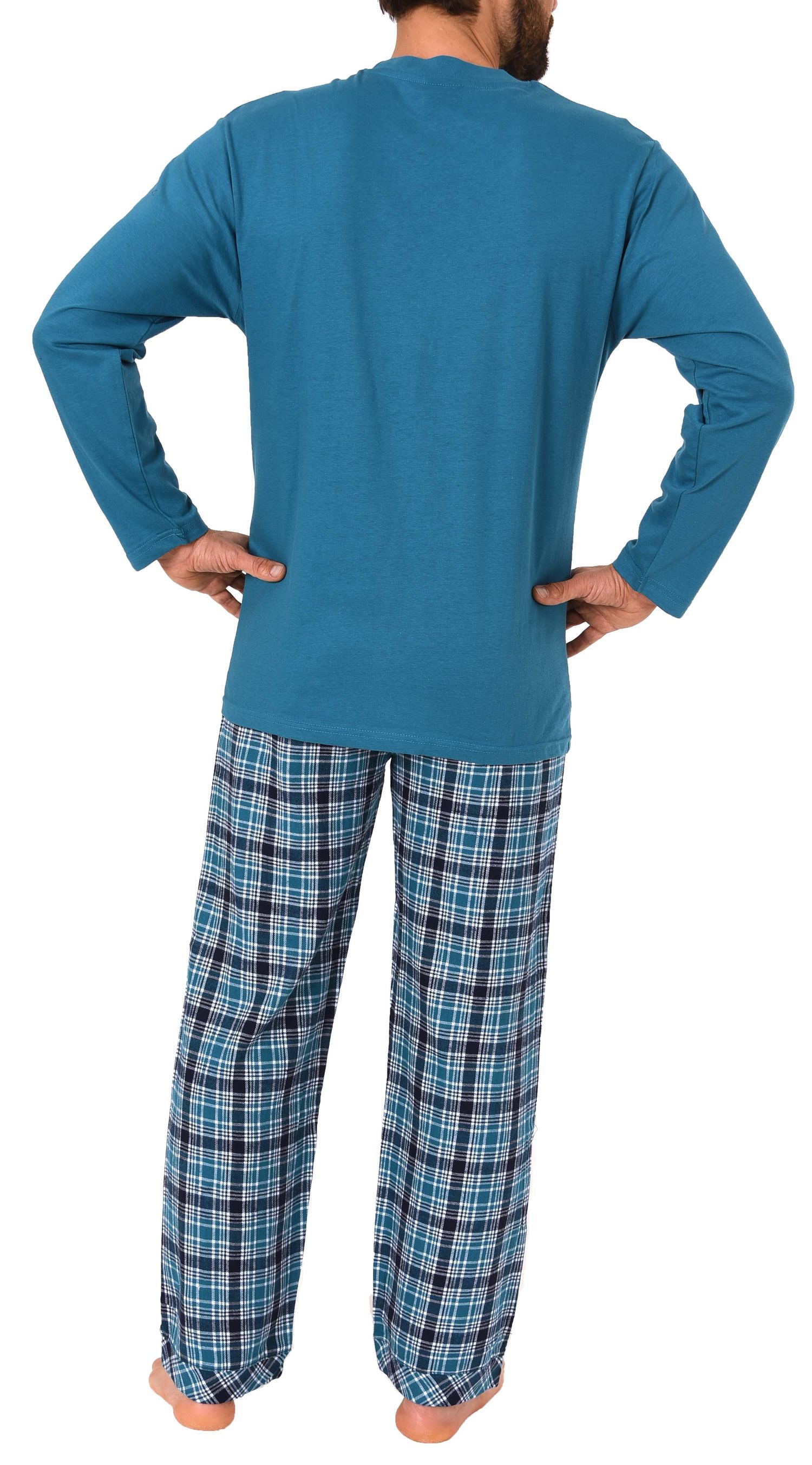 Herren Schlafanzug Pyjama lang mit Flanell Hose - auch in Übergrössen - 281 101 90 648