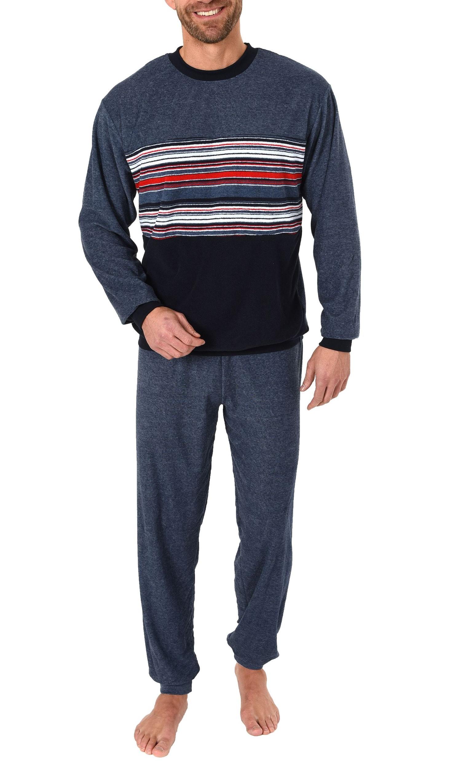 Eleganter Herren Frottee, Pyjama Schlafanzug mit Bündchen, auch in Übergrößen - 281 101 93 004