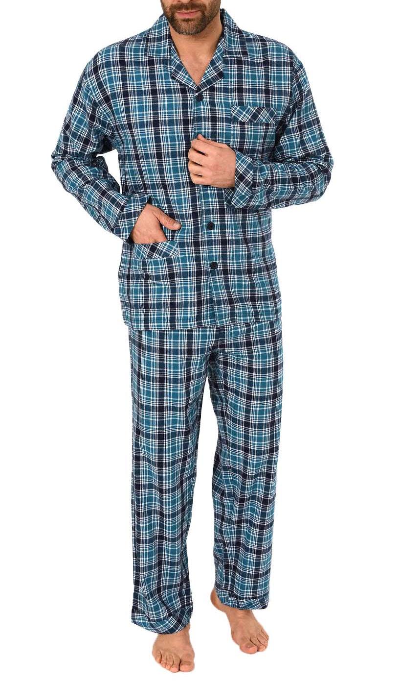 Herren Flanell Pyjama Schlafanzug zum durchknöpfen - auch in Übergrössen 281 101 95 649