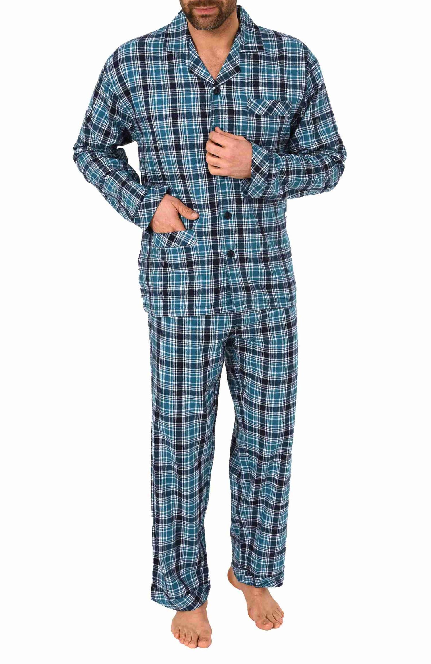 Herren Flanell Pyjama Schlafanzug zum durchknöpfen - auch in Übergrössen 281 101 95 649