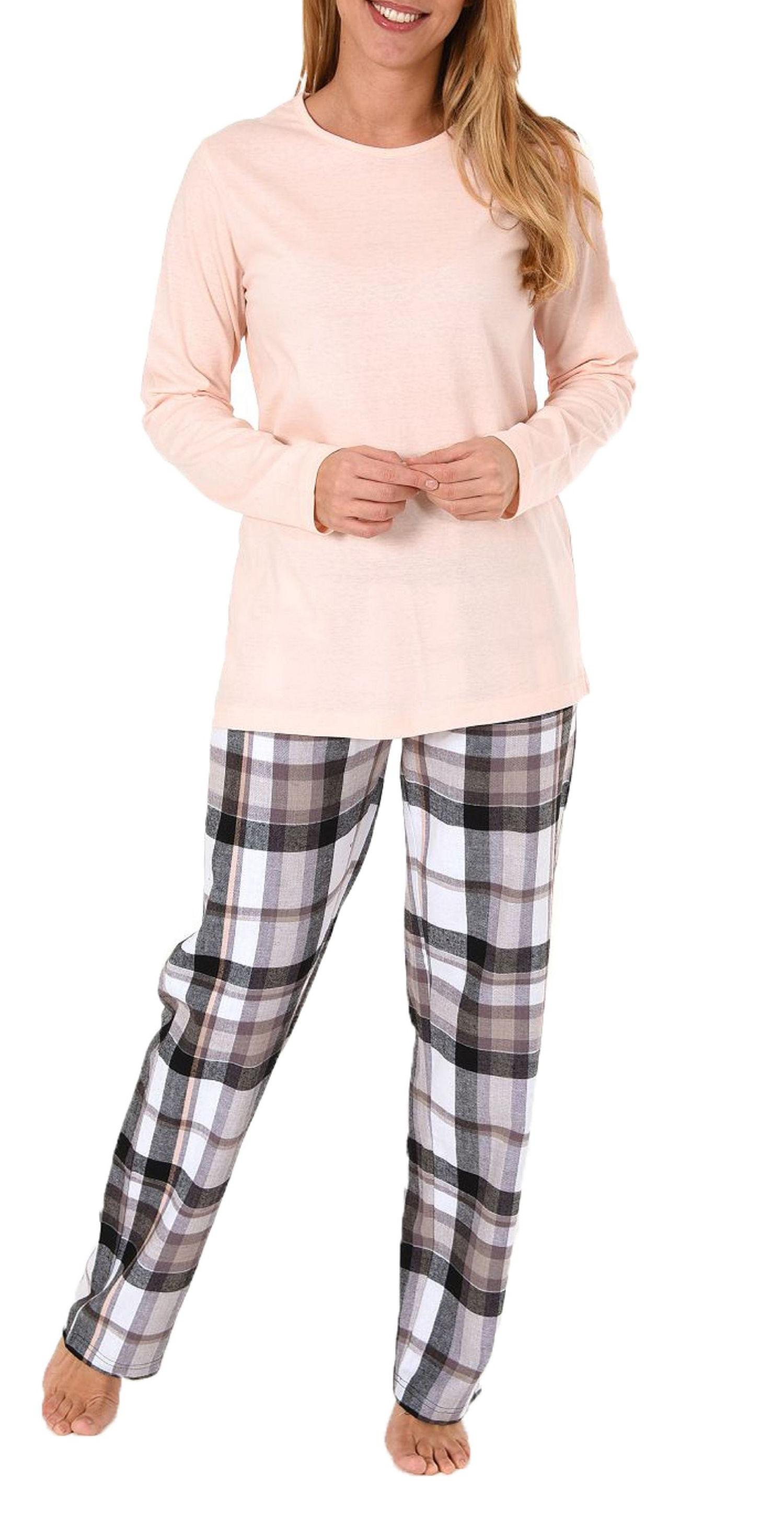 Damen Flanell Pyjama Mix & Match Hose Flanell, Top Single Jersey - auch in Übergrössen