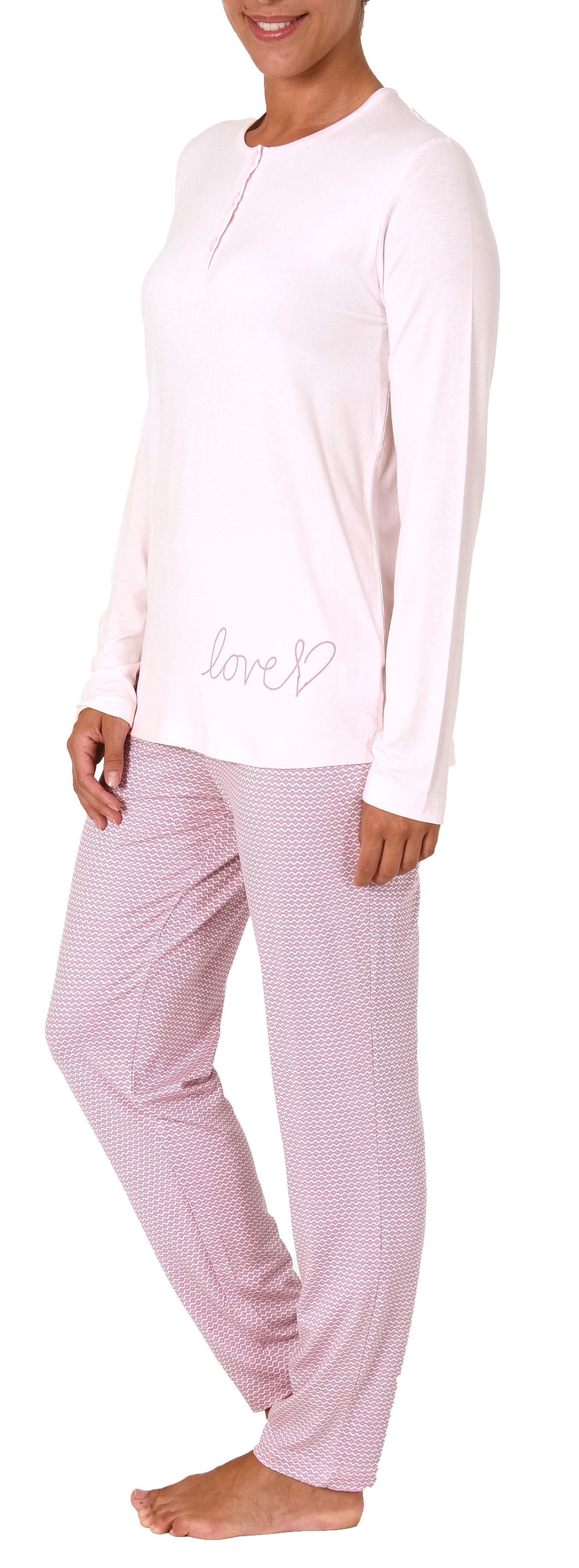 Eleganter Damen Pyjama Schlafanzug lang mit Knopfleiste - 281 201 90 351 Eleganter Damen Pyjama Schlafanzug lang mit Knopfleiste - 281 201 90 351