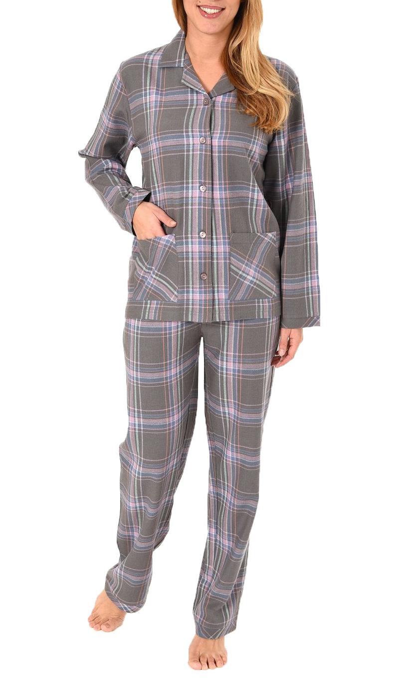 Damen Flanell Pyjama Schlafanzug in tollen Karodesign  auch in Übergrössen 281 201 95 245