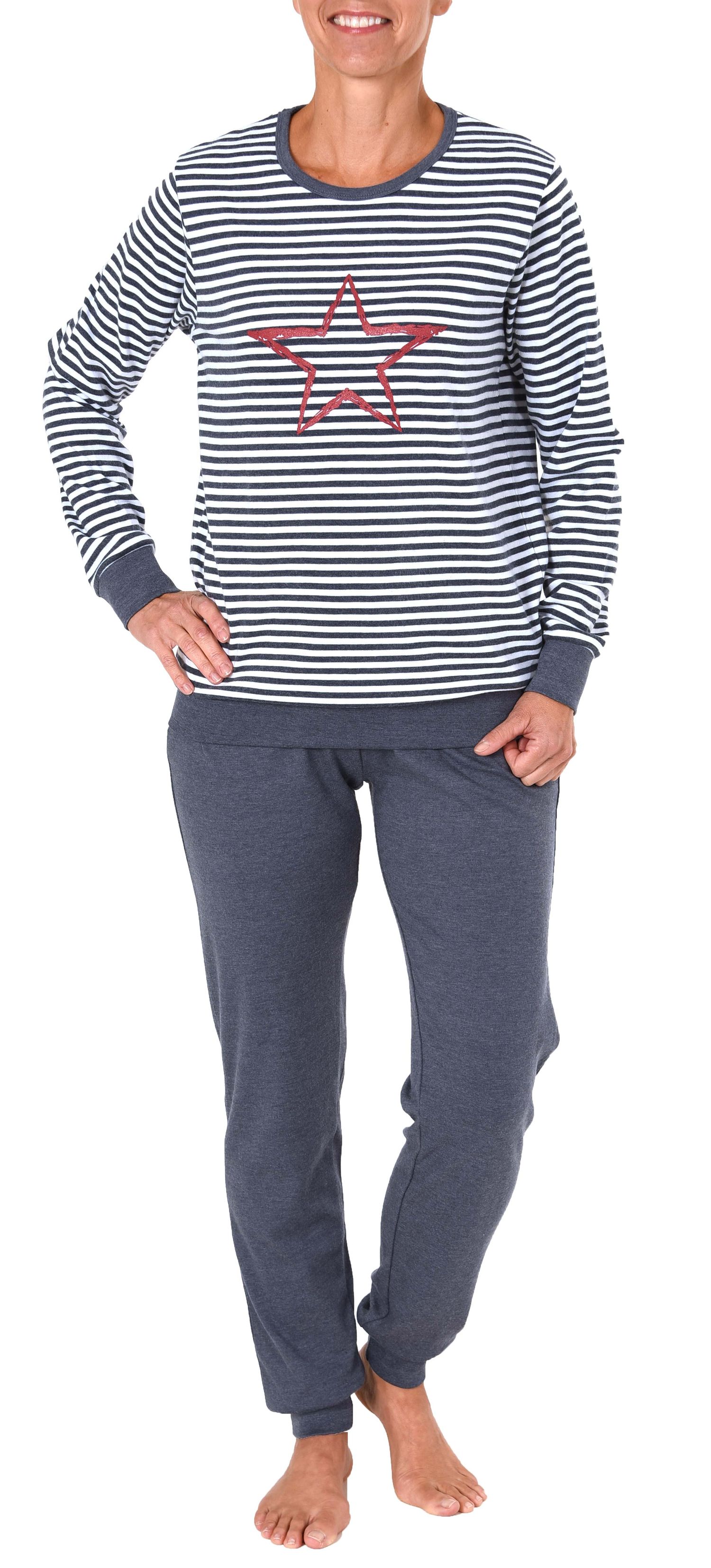 Damen Interlock Pyjama mit Bündchen und Stern Motiv - auch in Übergrössen 281 201 96 237 Damen Interlock Pyjama mit Bündchen und Stern Motiv - auch in Übergrössen - 281 201 96 237