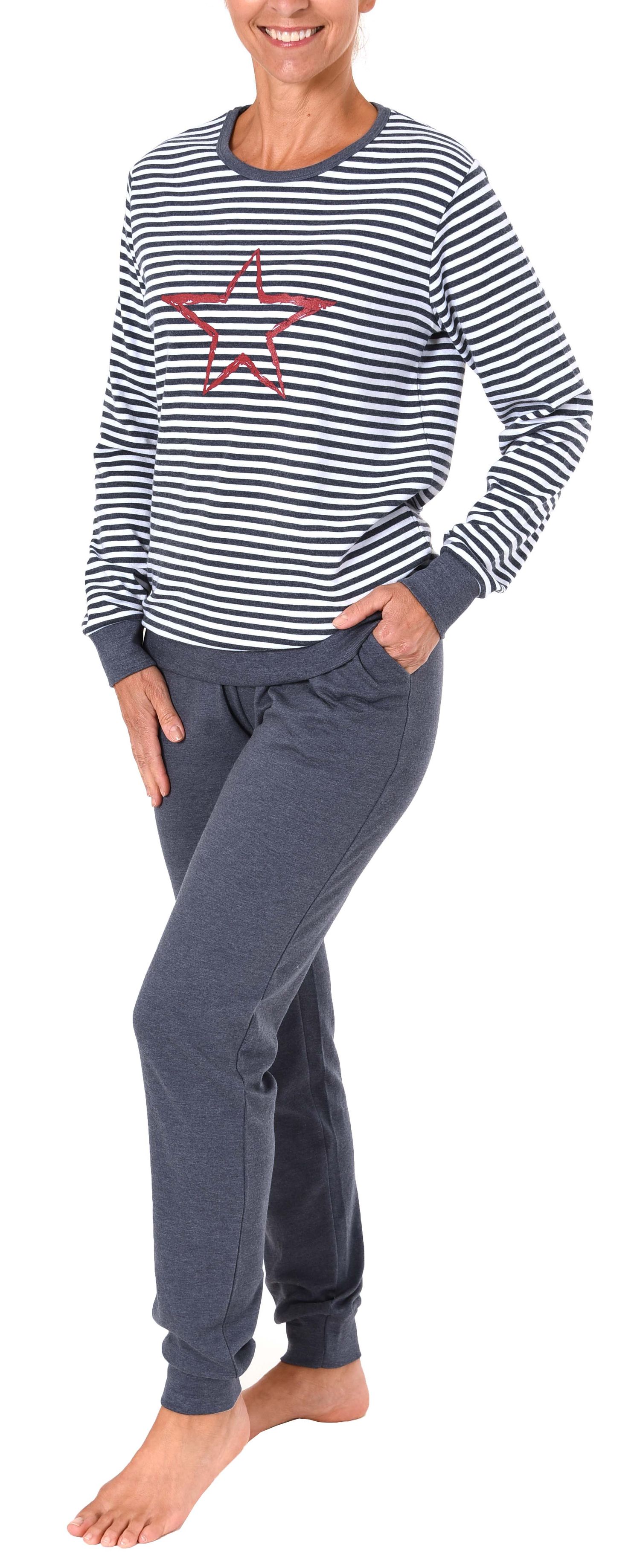 Damen Interlock Pyjama mit Bündchen und Stern Motiv - auch in Übergrössen - 281 201 96 237 Damen Interlock Pyjama mit Bündchen und Stern Motiv - auch in Übergrössen - 281 201 96 237