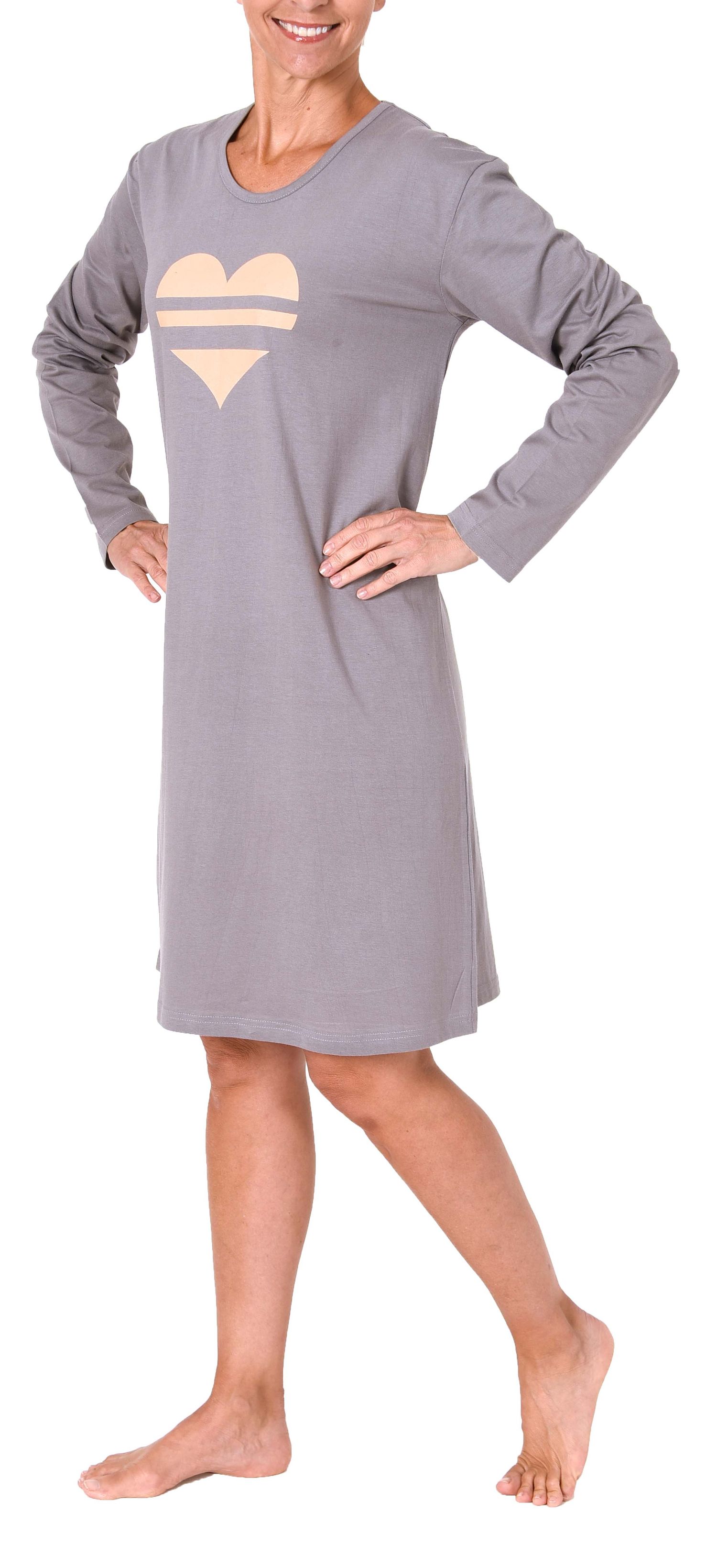 Lässiges Damen Nachthemd Bigshirt langarm mit Herzmotiv 281 213 90 410 Lässiges Damen Nachthemd Bigshirt langarm mit Herzmotiv - 281 213 90 410
