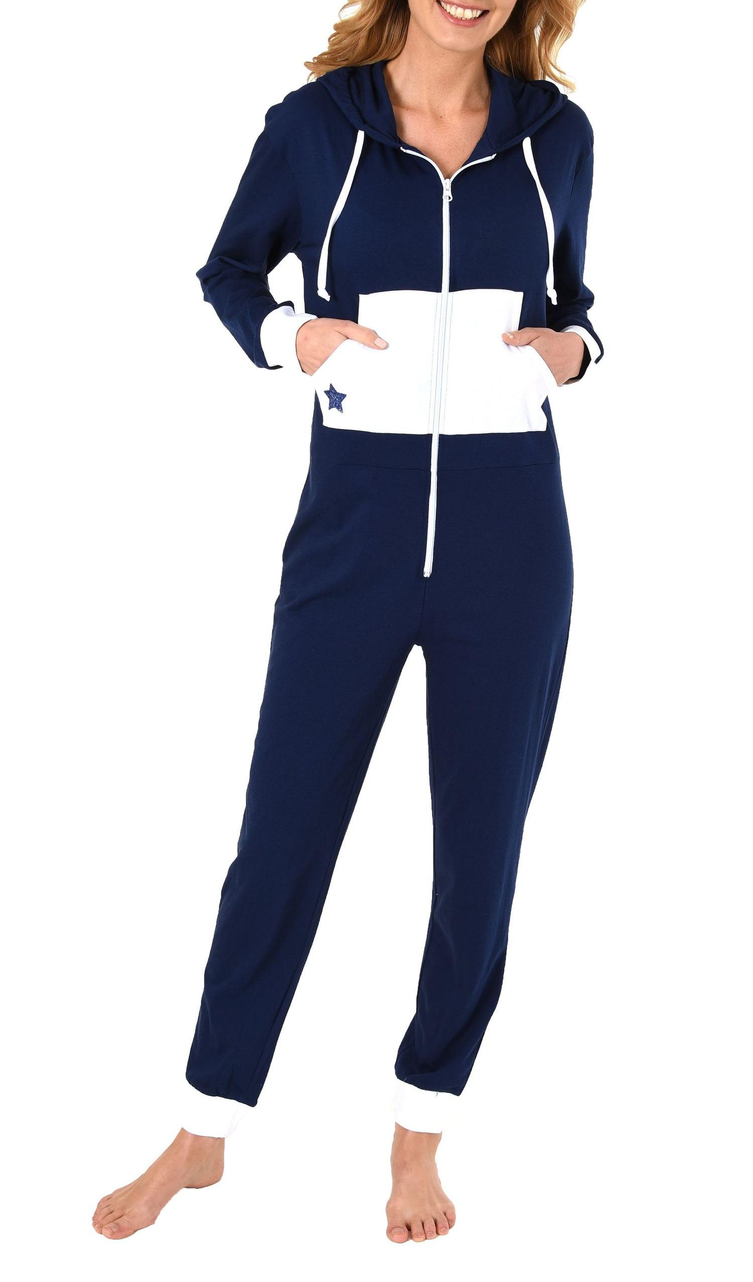 Damen Schlafanzug Einteiler Jumpsuit Overall mit Sterne Motiv 281 267 90 842 Damen Schlafanzug Einteiler Jumpsuit Overall mit Sterne Motiv - 281 267 90 842