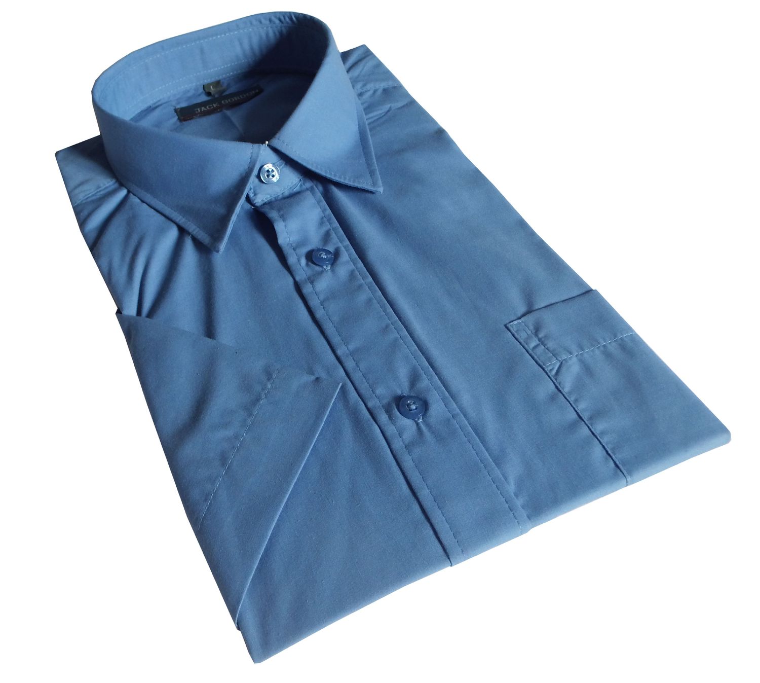 Herren Hemd Kurzarm mittelblau - in Größe M bis XXL, 7793