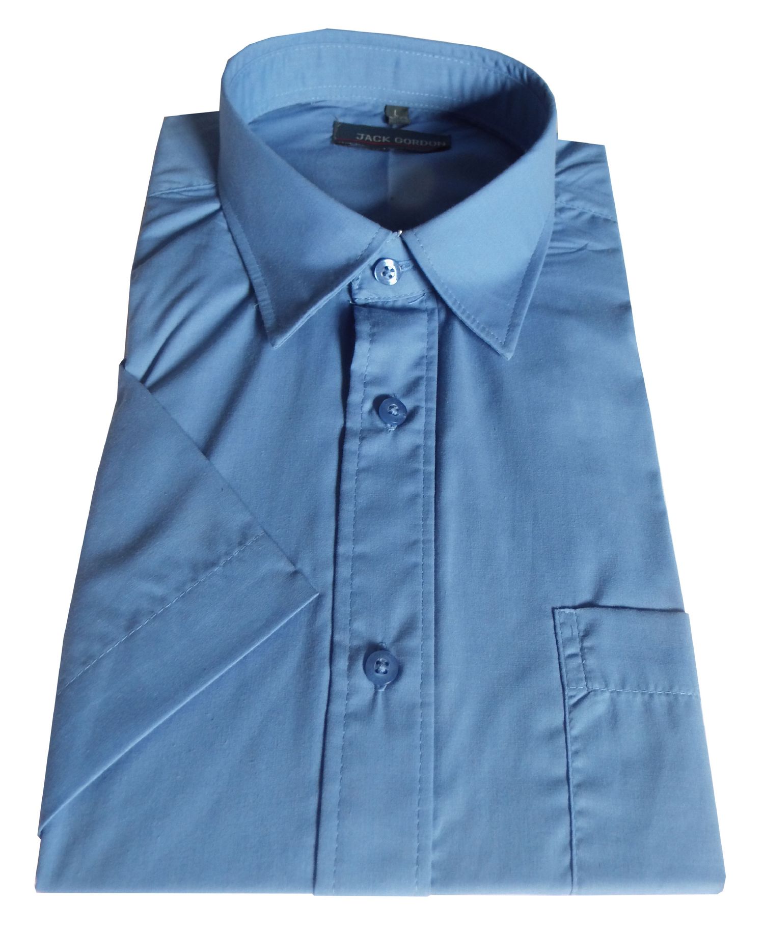 Herren Hemd Kurzarm mittelblau - in Größe M bis XXL, 7793