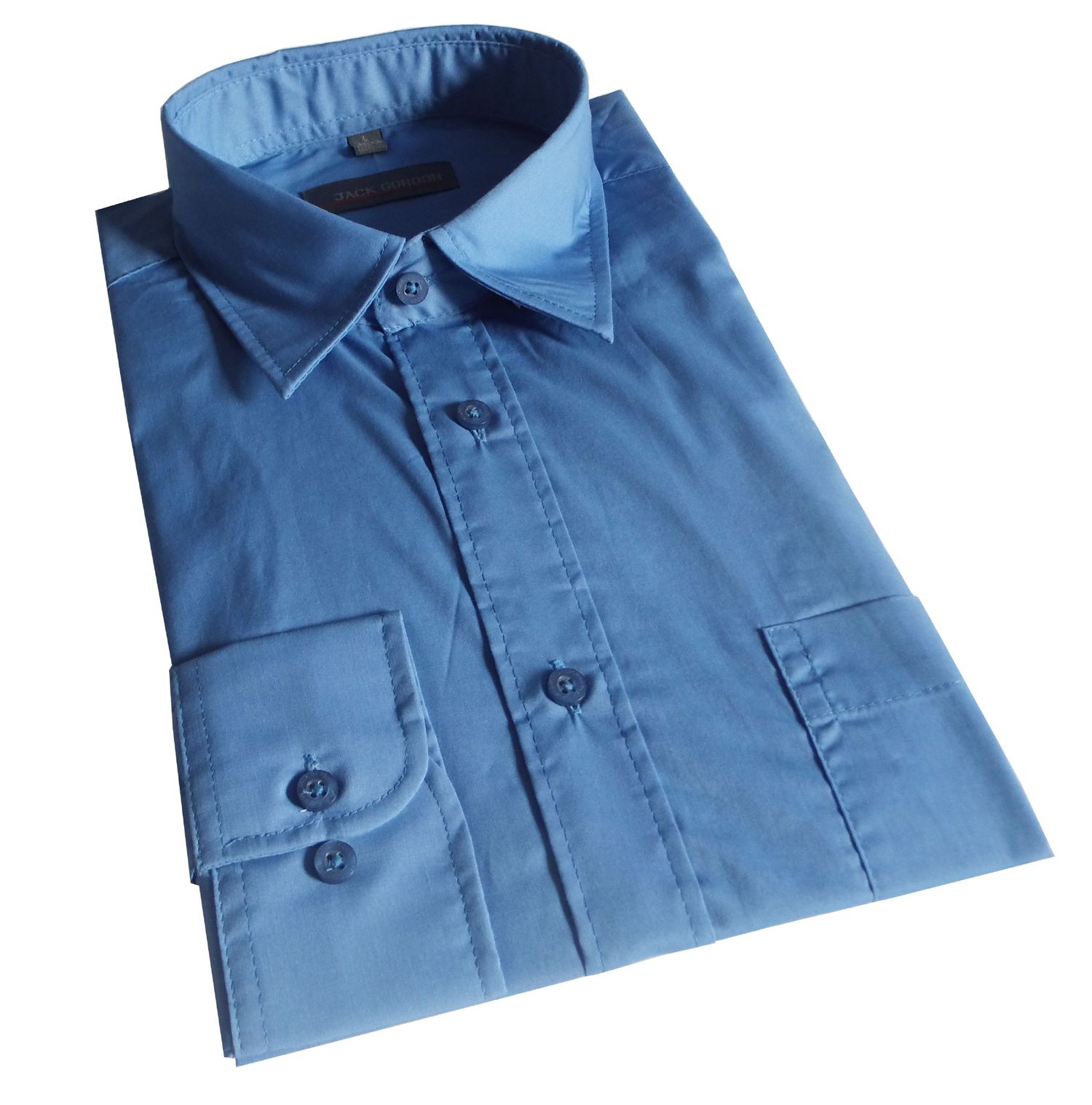 Herren Hemd langarm mittelblau - in Größe S bis XXL, 7977