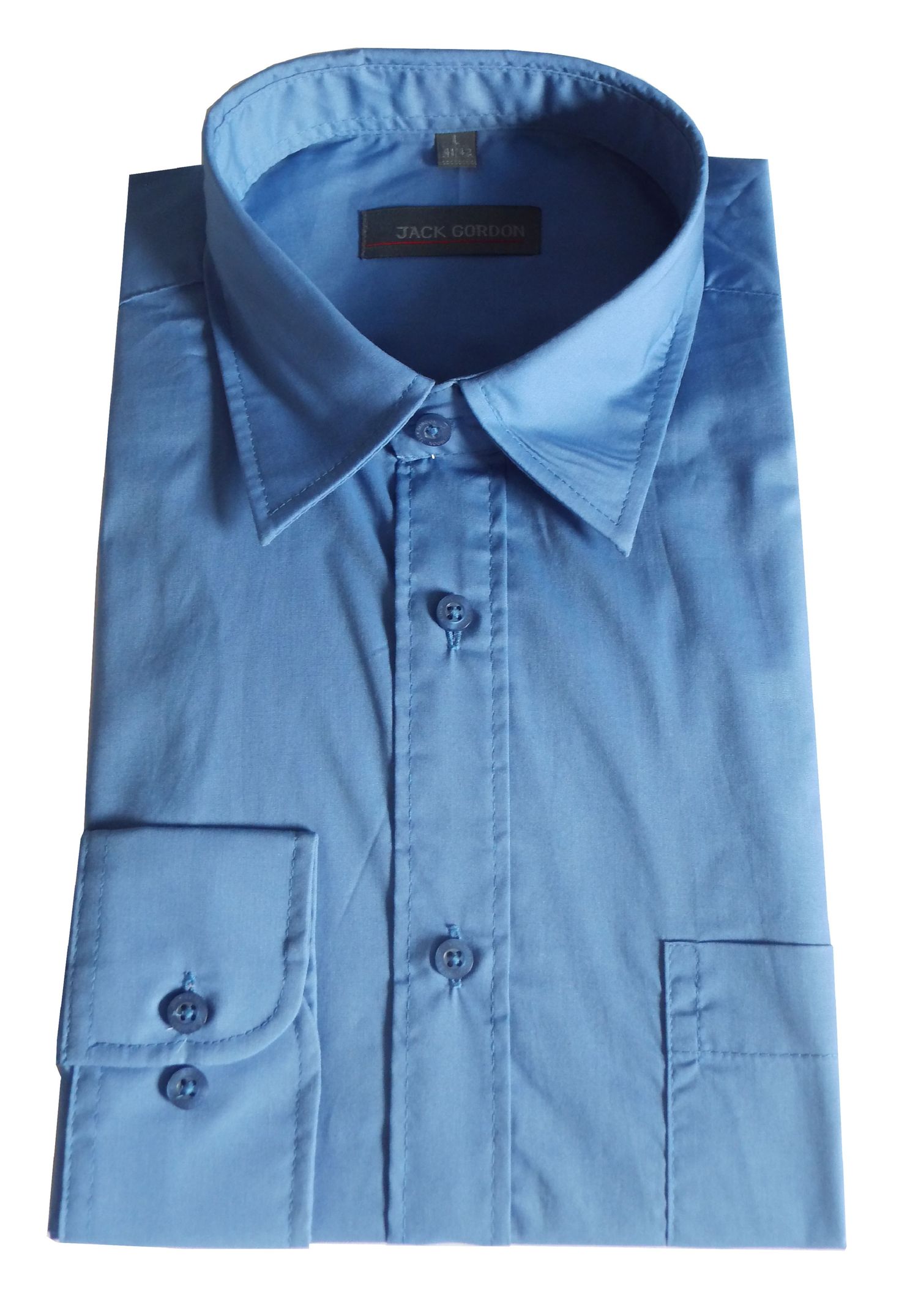 Herren Hemd langarm mittelblau - in Größe S bis XXL, 7977