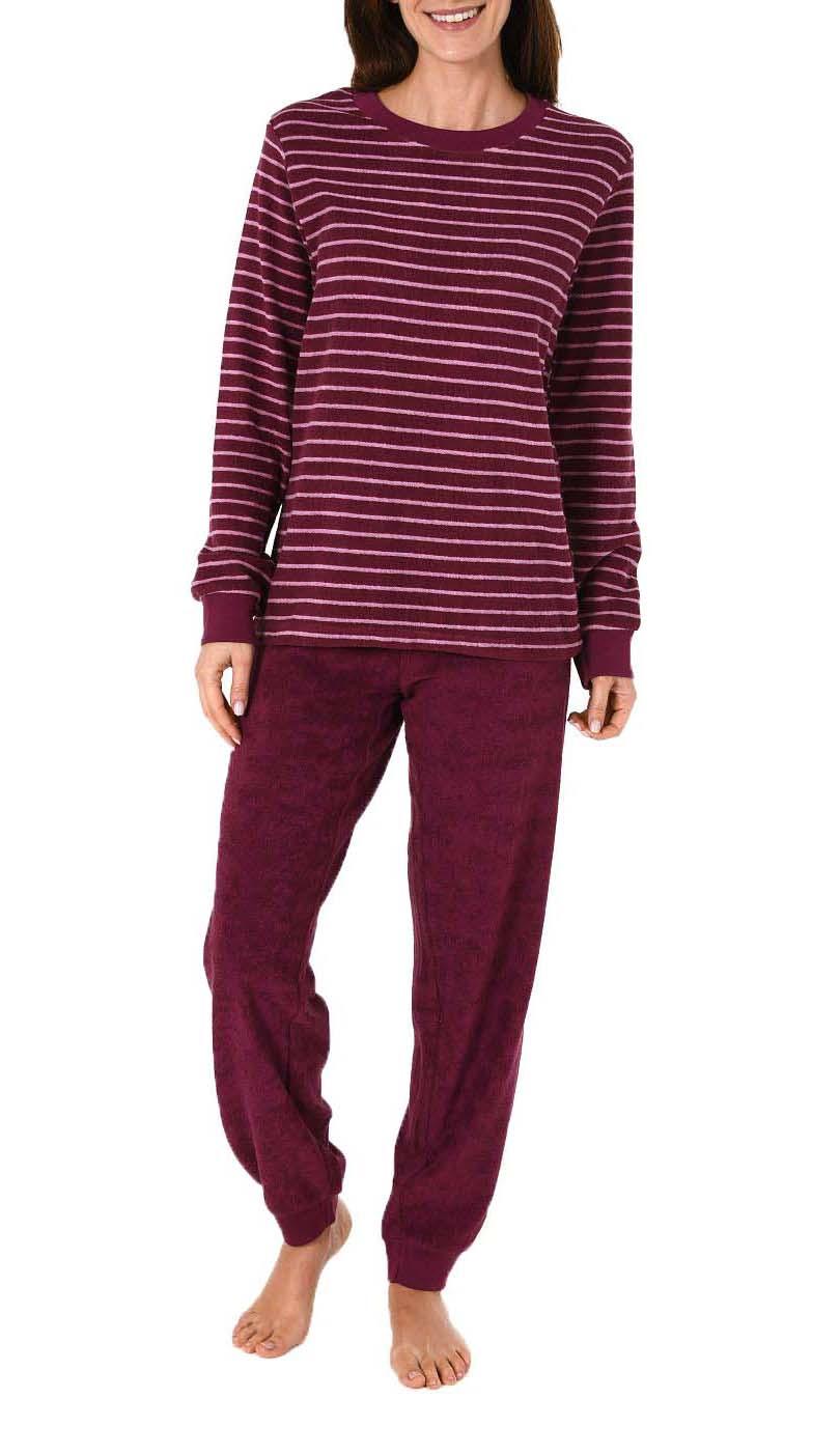 Damen Frottee Pyjama lang mit Bündchen - 61795