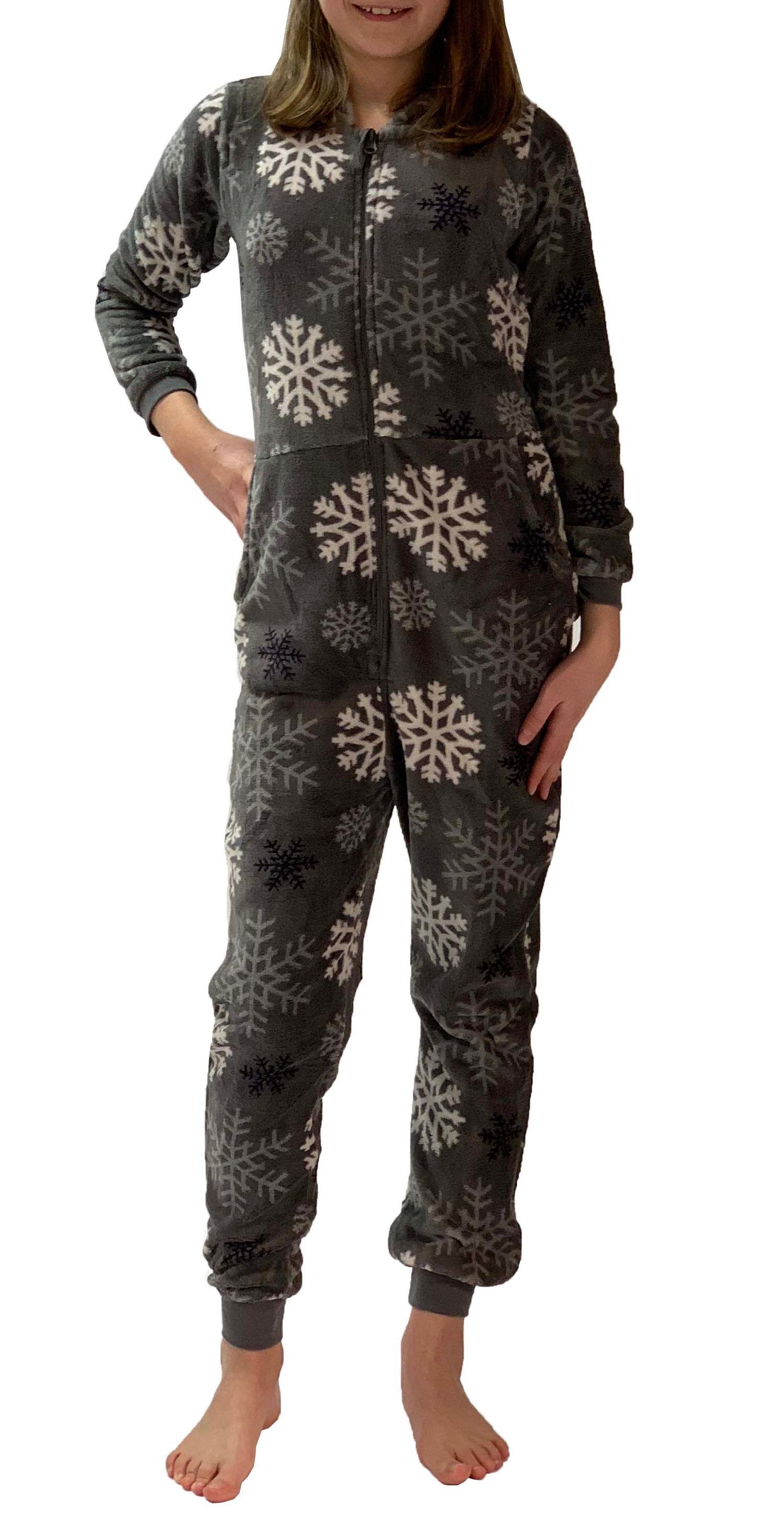 Mädchen Jumpsuit Overall Schlafanzug Onesie – Eiskristall Sterne Optik – 281 467 97 956