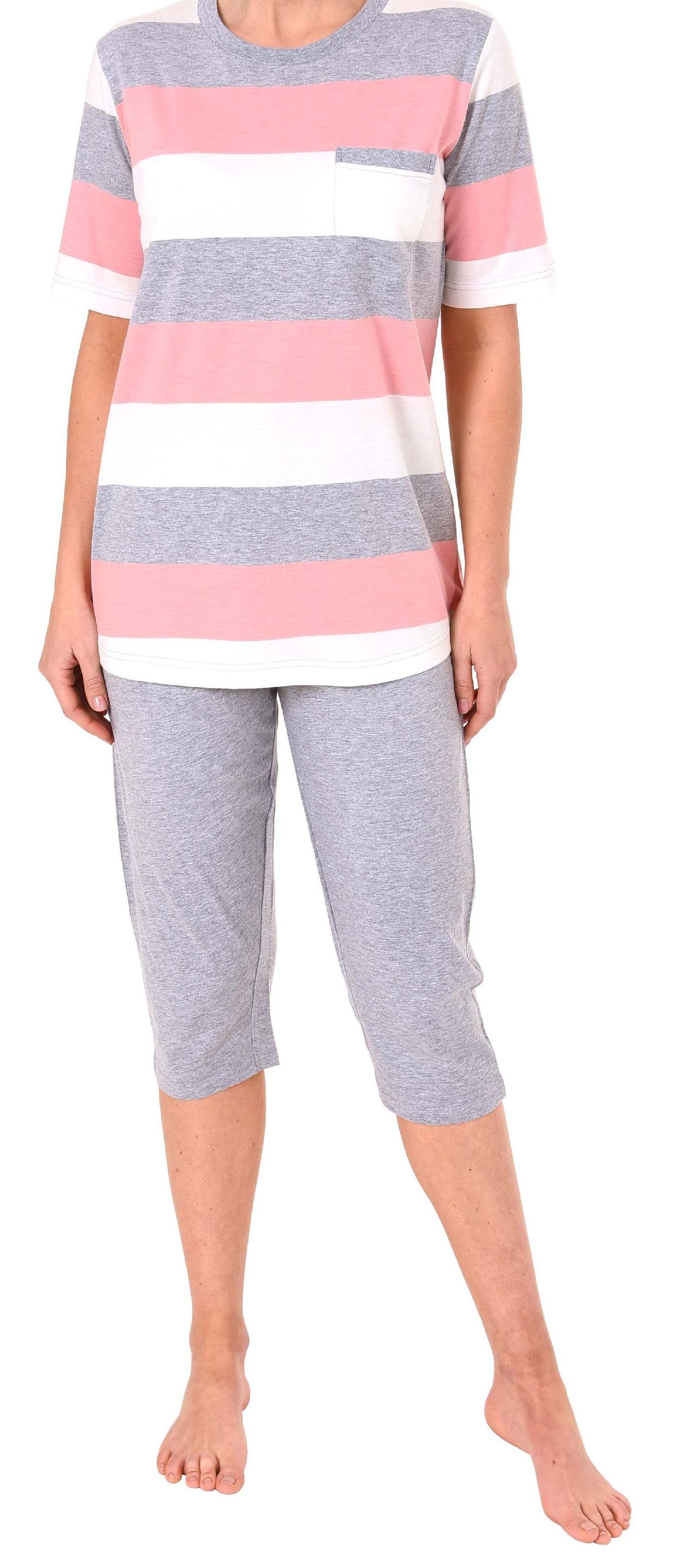 Damen Capri Pyjama kurzarm in wunderschöner Block Streifen Optik - auch in Übergrössen - 191 204 90 101 Damen Capri Pyjama kurzarm in wunderschöner Block Streifen Optik - auch in Übergrössen - 191 204 90 101