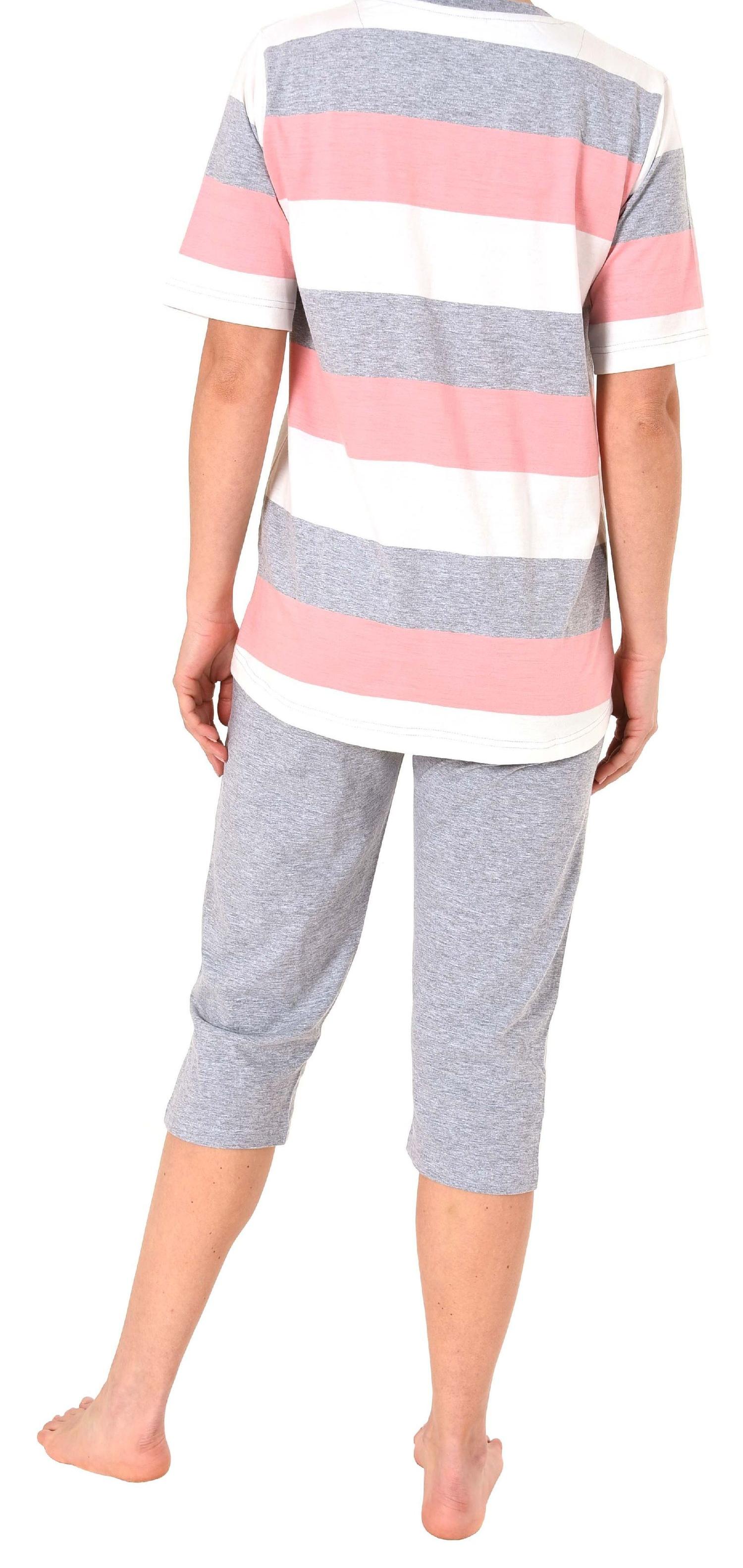 Damen Capri Pyjama kurzarm in wunderschöner Block Streifen Optik - auch in Übergrössen - 191 204 90 101 Damen Capri Pyjama kurzarm in wunderschöner Block Streifen Optik - auch in Übergrössen - 191 204 90 101