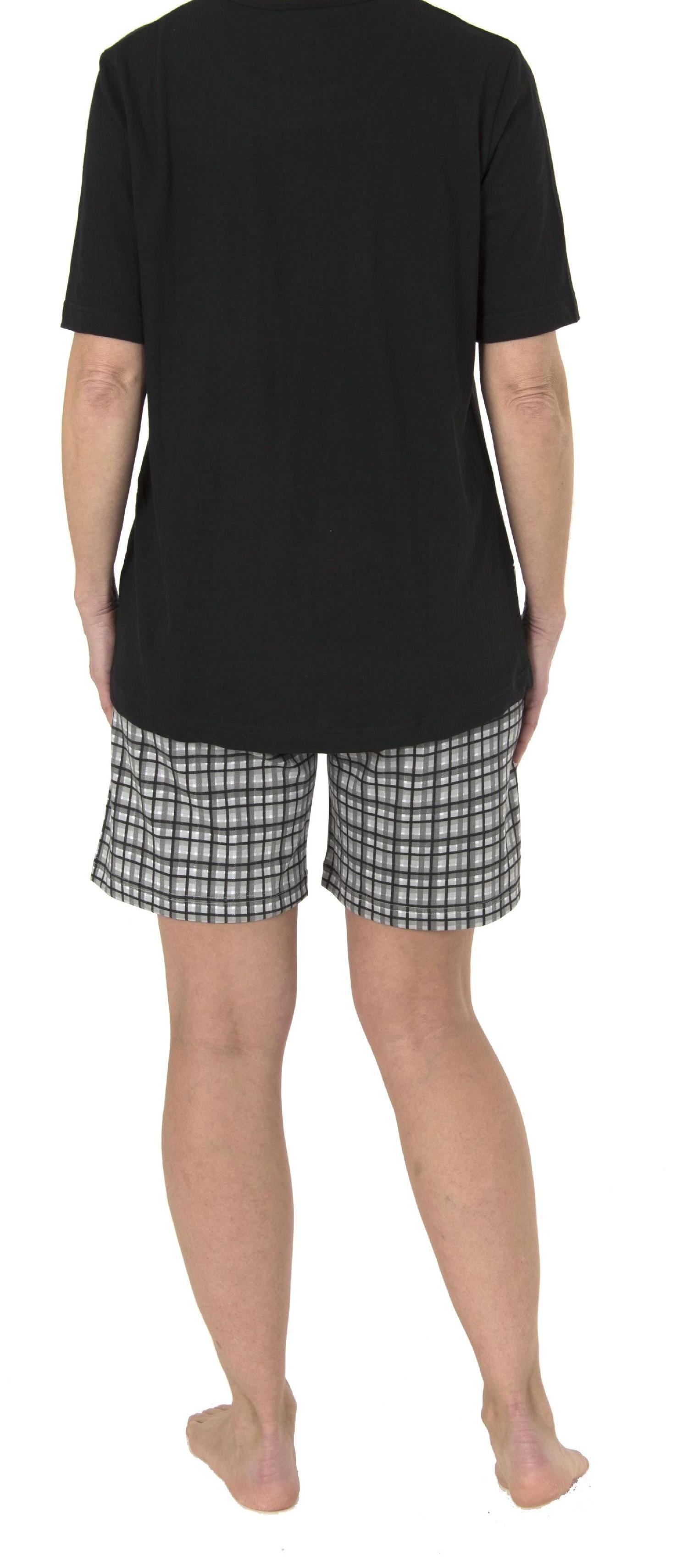 Damen Shorty Pyjama kurzarm, kurze Hose mit Karomuster, Giraffenmotiv, auch in Übergrössen 191 205 90 100
