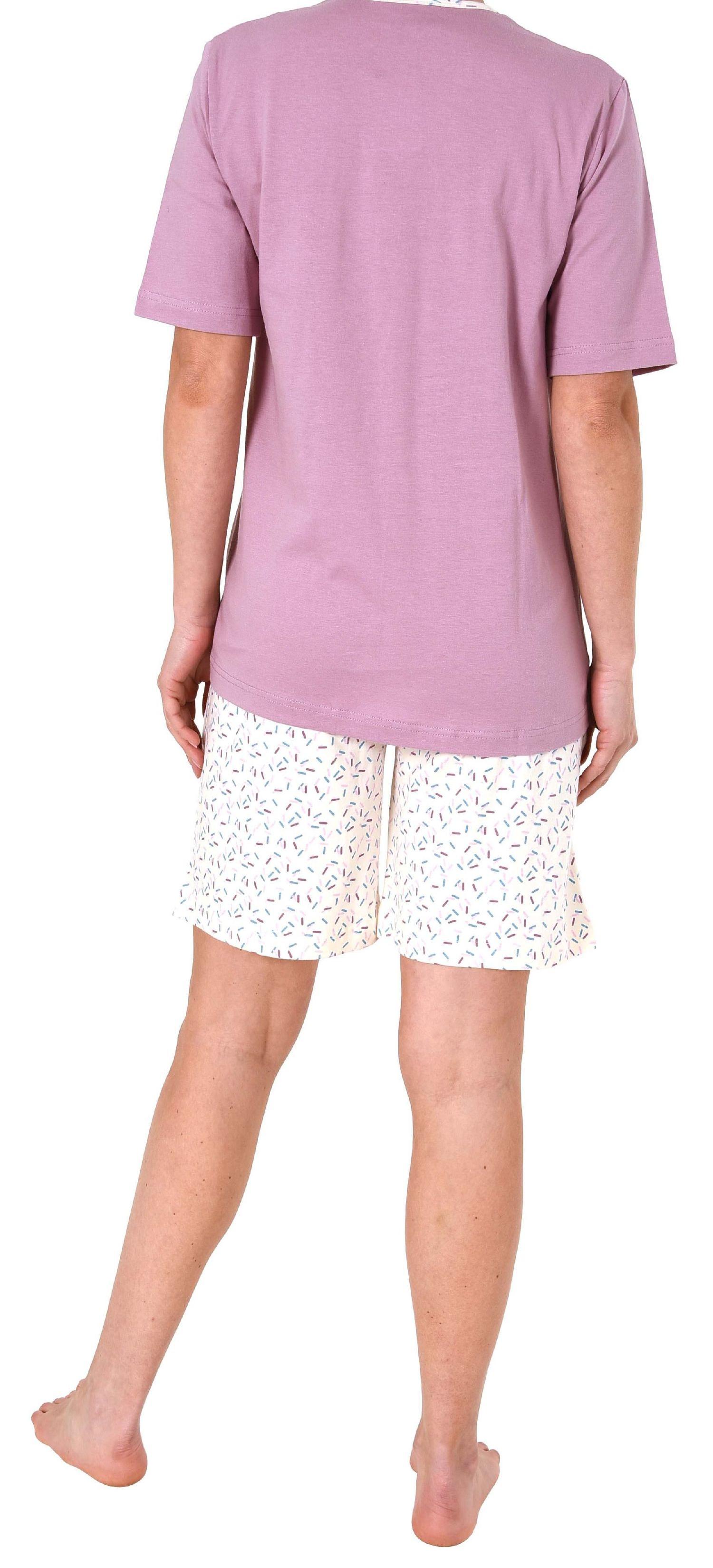 Süsser Damen Shorty-Pyjama Schlafanzug kurzarm mit Donut als Motiv - 191 205 90 222 Süsser Damen Shorty-Pyjama Schlafanzug kurzarm mit Donut als Motiv - 191 205 90 222