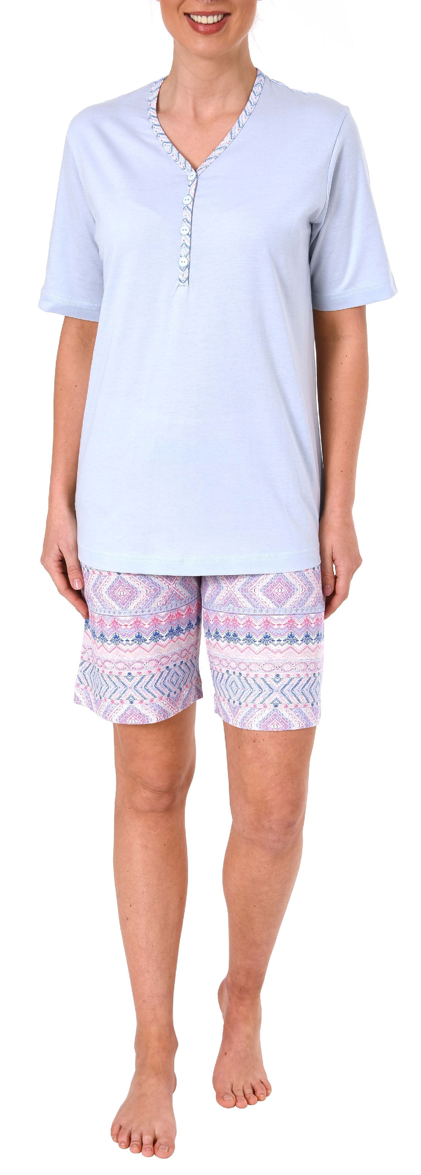 Damen Shorty Pyjama kurzarm Ethnolook - auch in Übergrössen bis Grösse 60/62 – 191 205 90 226