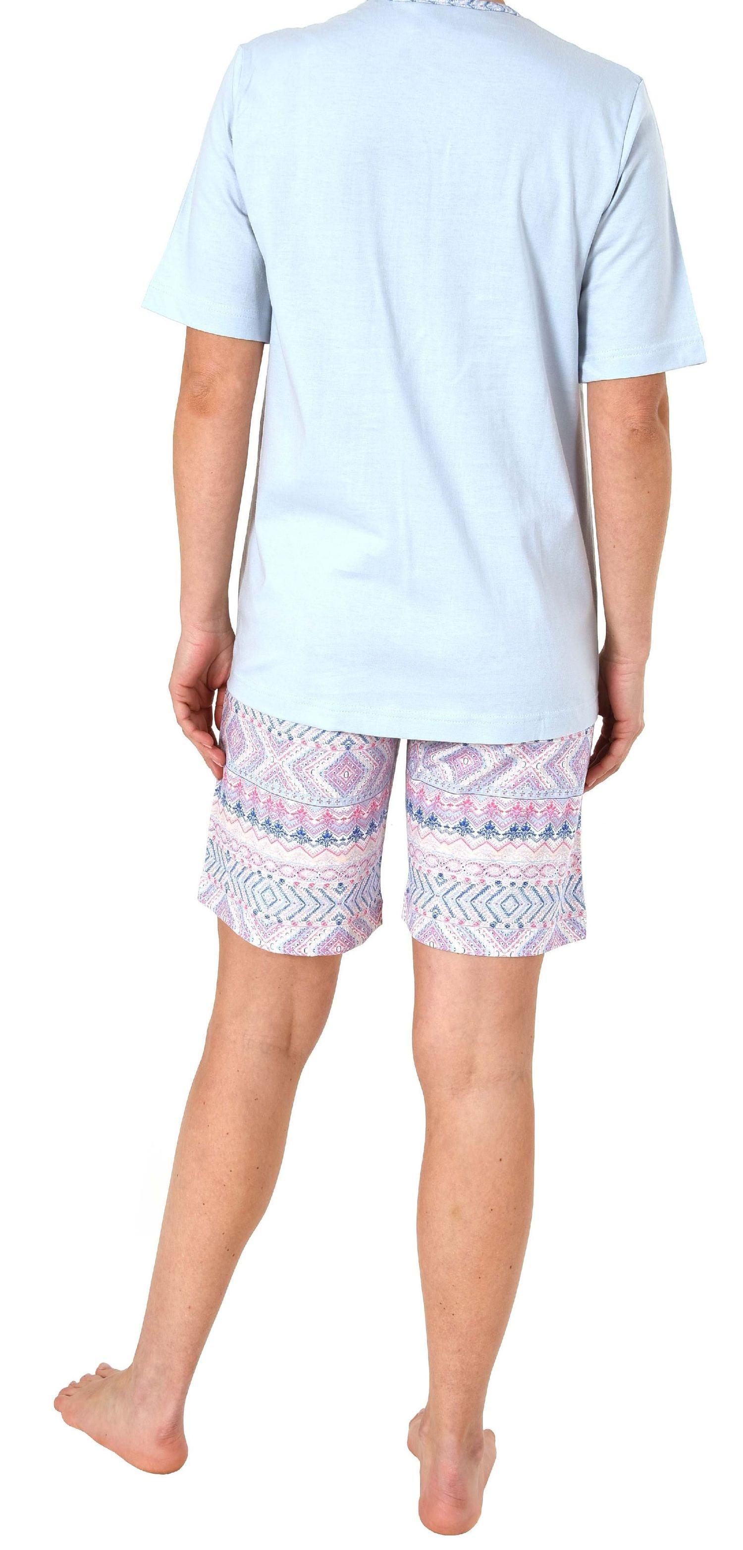 Damen Shorty Pyjama kurzarm Ethnolook - auch in Übergrössen bis Grösse 60/62 – 191 205 90 226