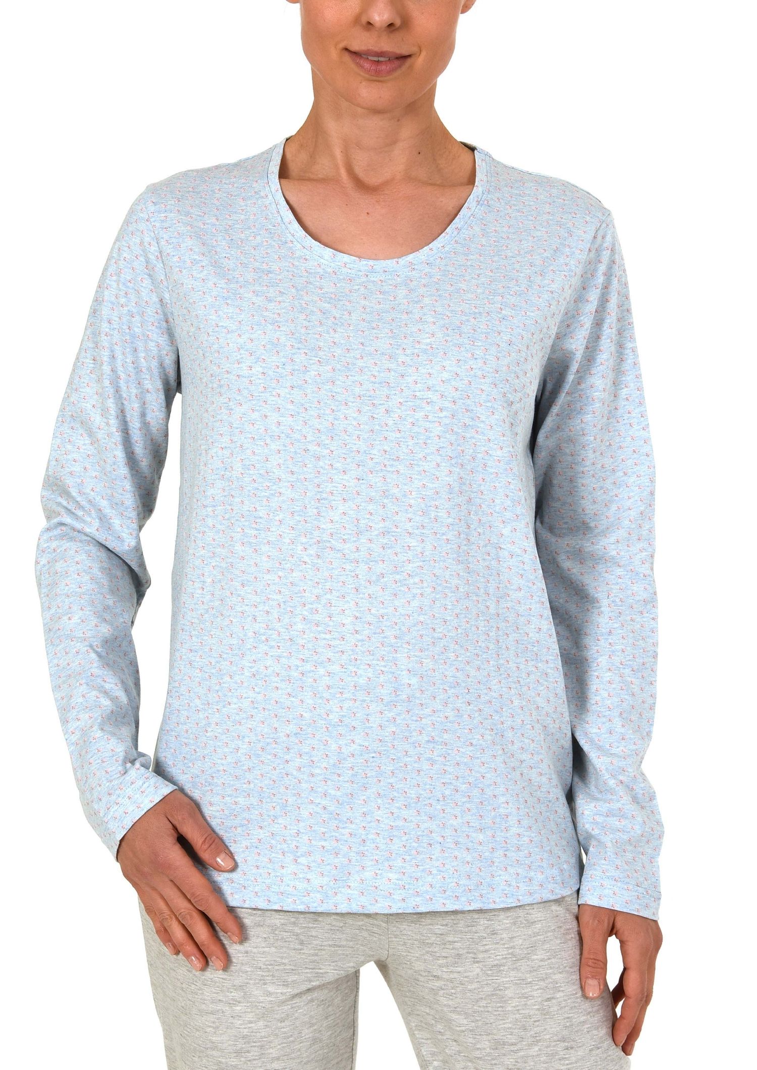 Damen Shirt Top langarm, Minimal-Print, Mix & Match -191 219 90 904