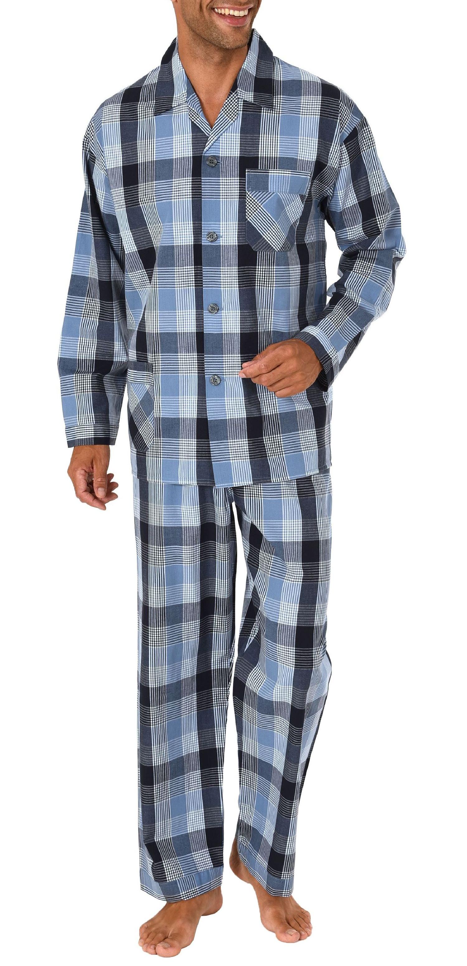 Herren Pyjama durchknöpfbar in edlem Gingham-Muster - 191 101 91 430 Herren Pyjama durchknöpfbar in edlem Gingham-Muster - 191 101 91 430