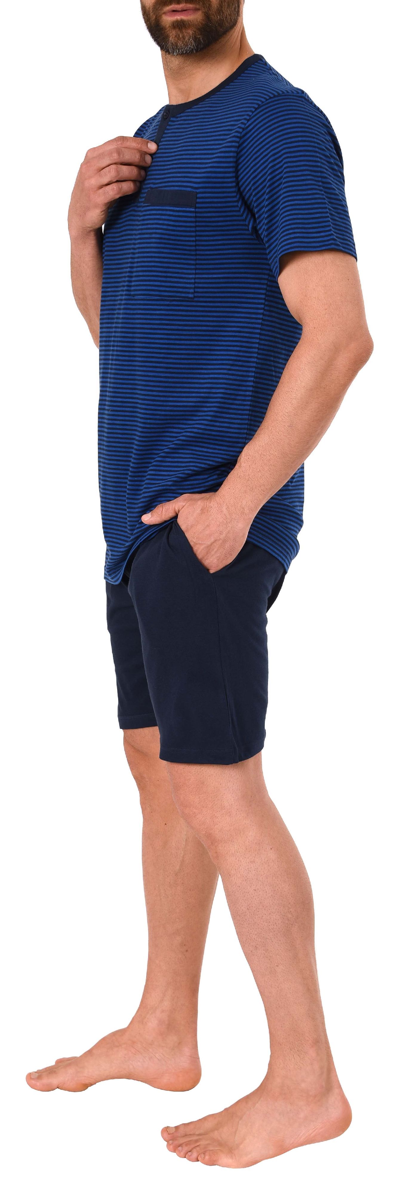 Herren Shorty Pyjama kurzarm in lässiger Streifenoptik und mit Knopfleiste 191 105 90 504