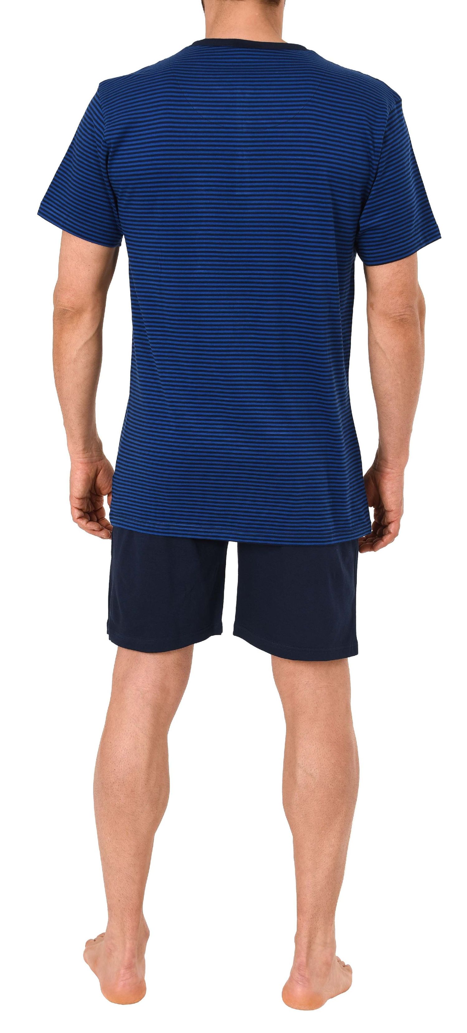 Herren Shorty Pyjama kurzarm in lässiger Streifenoptik und mit Knopfleiste 191 105 90 504